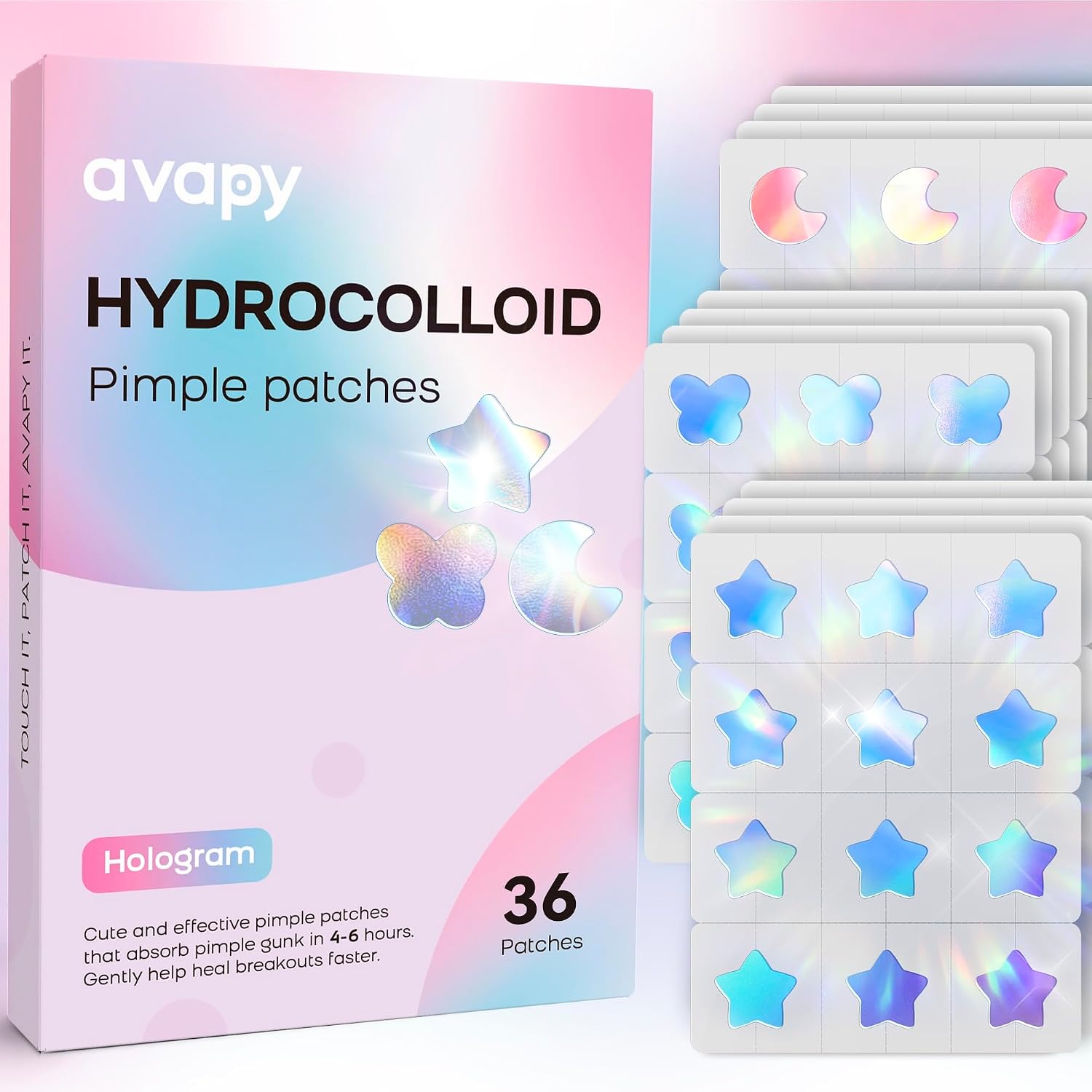 Pimple Patches Blue Pink Star Moon Butterfly 12MM 36PCS Hologram - Review, Price and Buying Guide