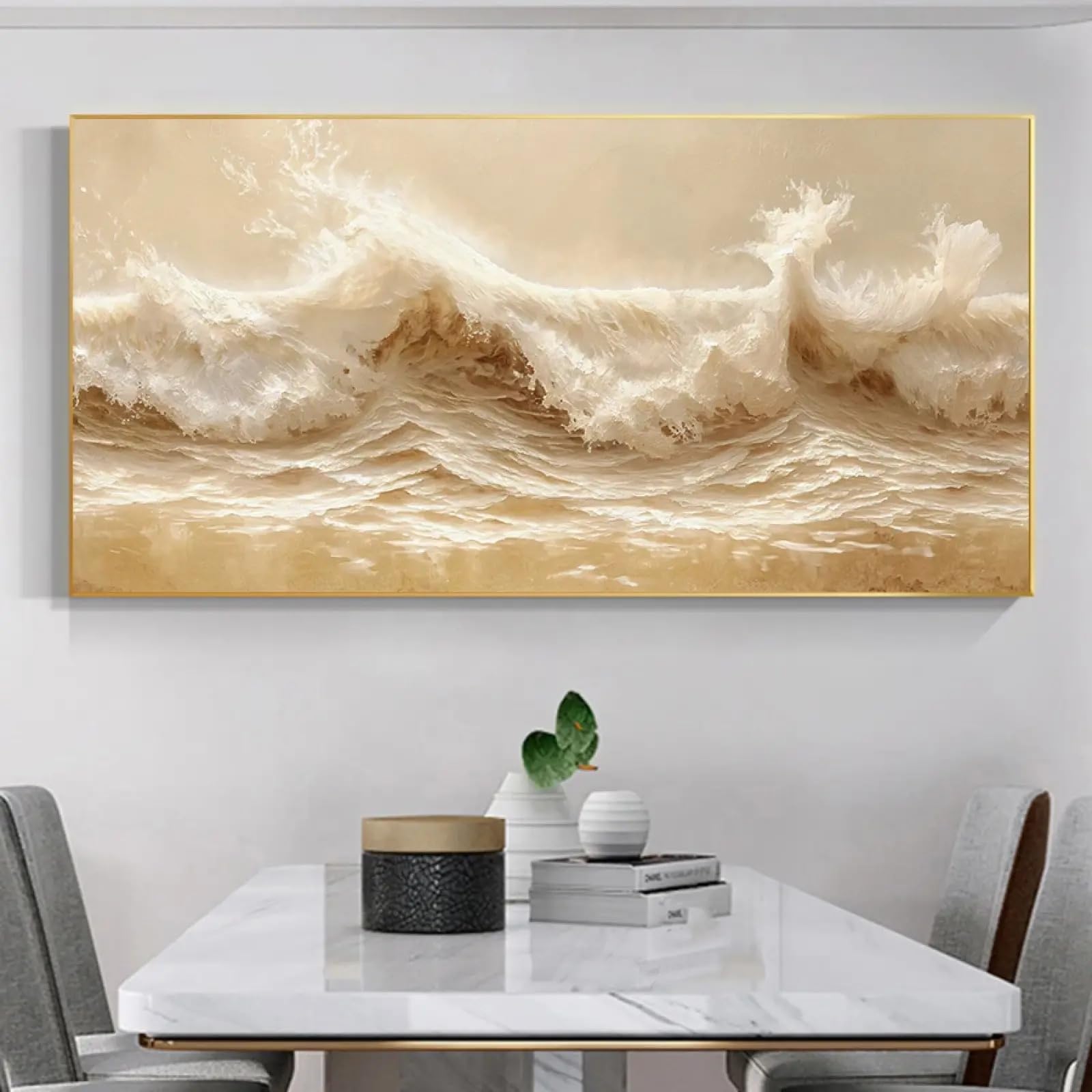 Tableau mer dorée 55x110 cm design abstrait chic sans cadre - 8