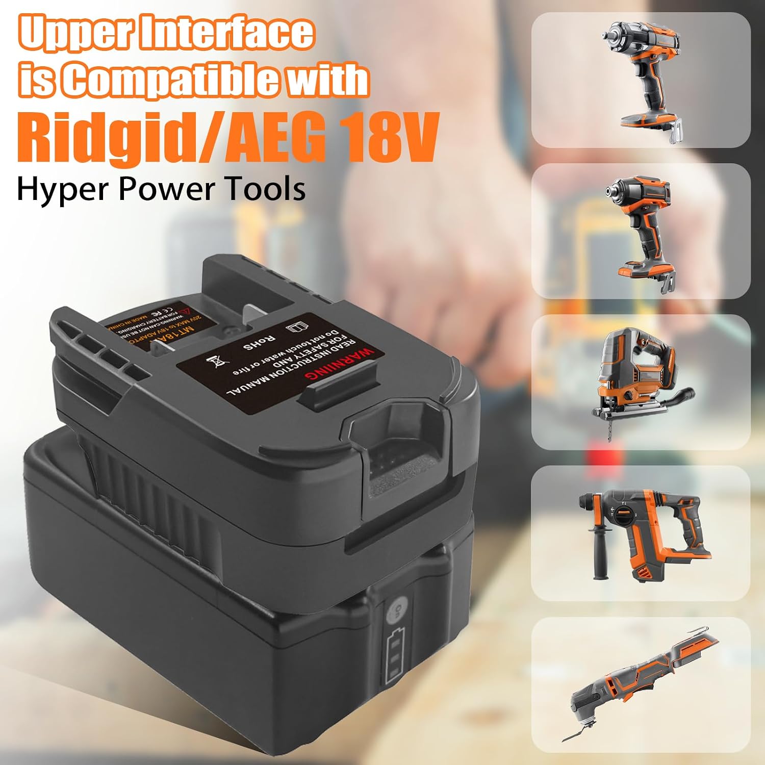 for Makita to for Ridgid Battery Adapter,Converter for Makita 18V Lithium Battery BL1850B BL1840B BL1830B to Work for Ridgid AEG 18V Hyper Li-ion Cordless Tools