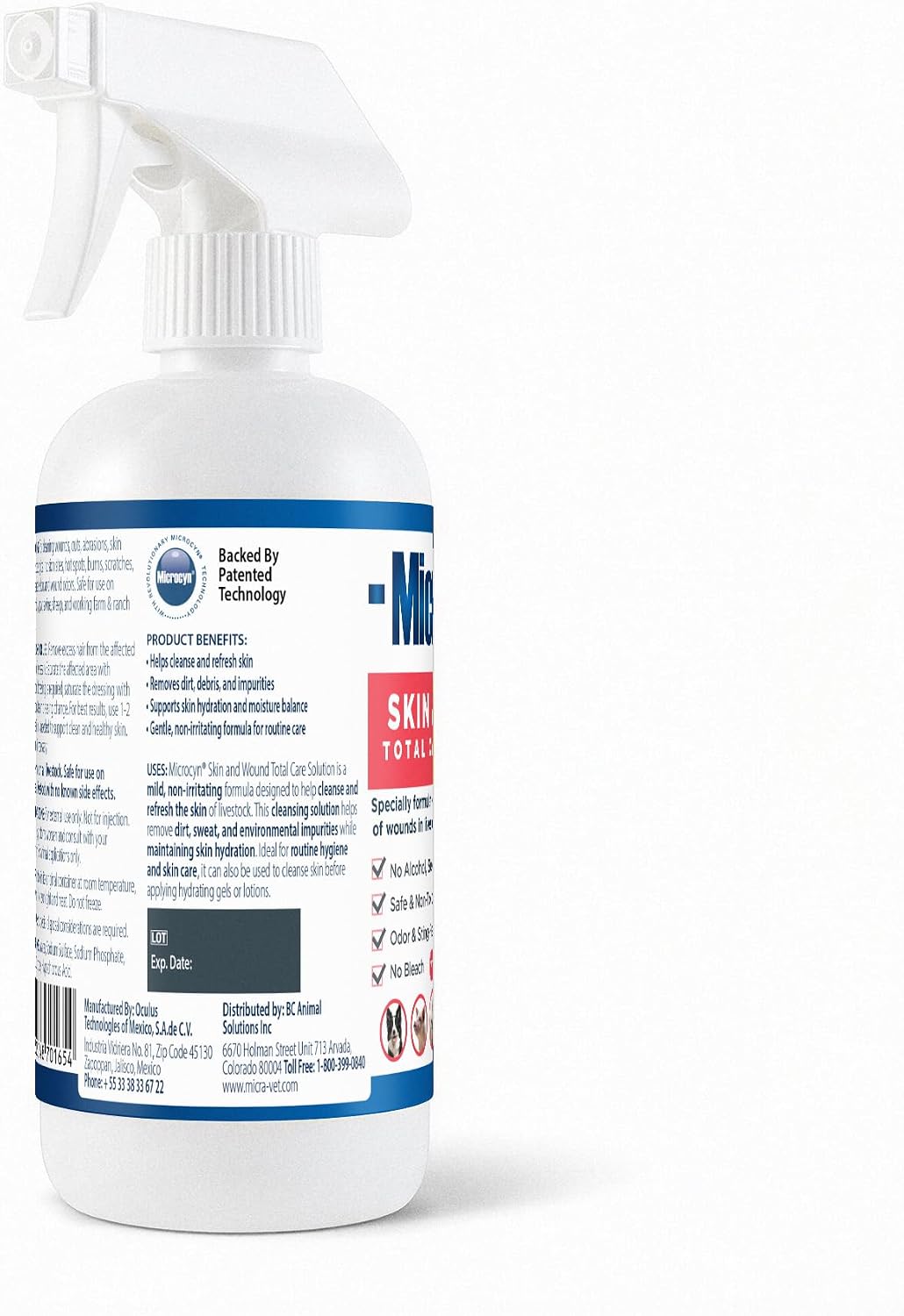 Microcyn Livestock Skin & Wound Care Solution – 16 oz HOCl-Based Cleansing Spray for Cuts, Scrapes & Irritated Skin – Professional Farm & Ranch Support for Cattle, Horses, Goats & Sheep