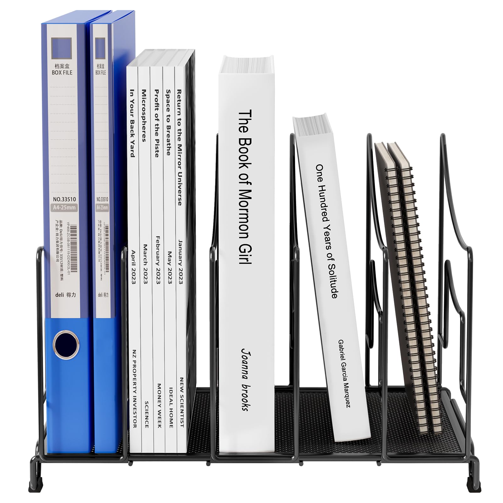 EasyPAG 5 Compartimentos Metal Vertical Estante Revistero A4 Organizador Escritorio Soporte Archivador Almacenamiento Documentos Clasificador Papeles Bandeja Cartas,Negro