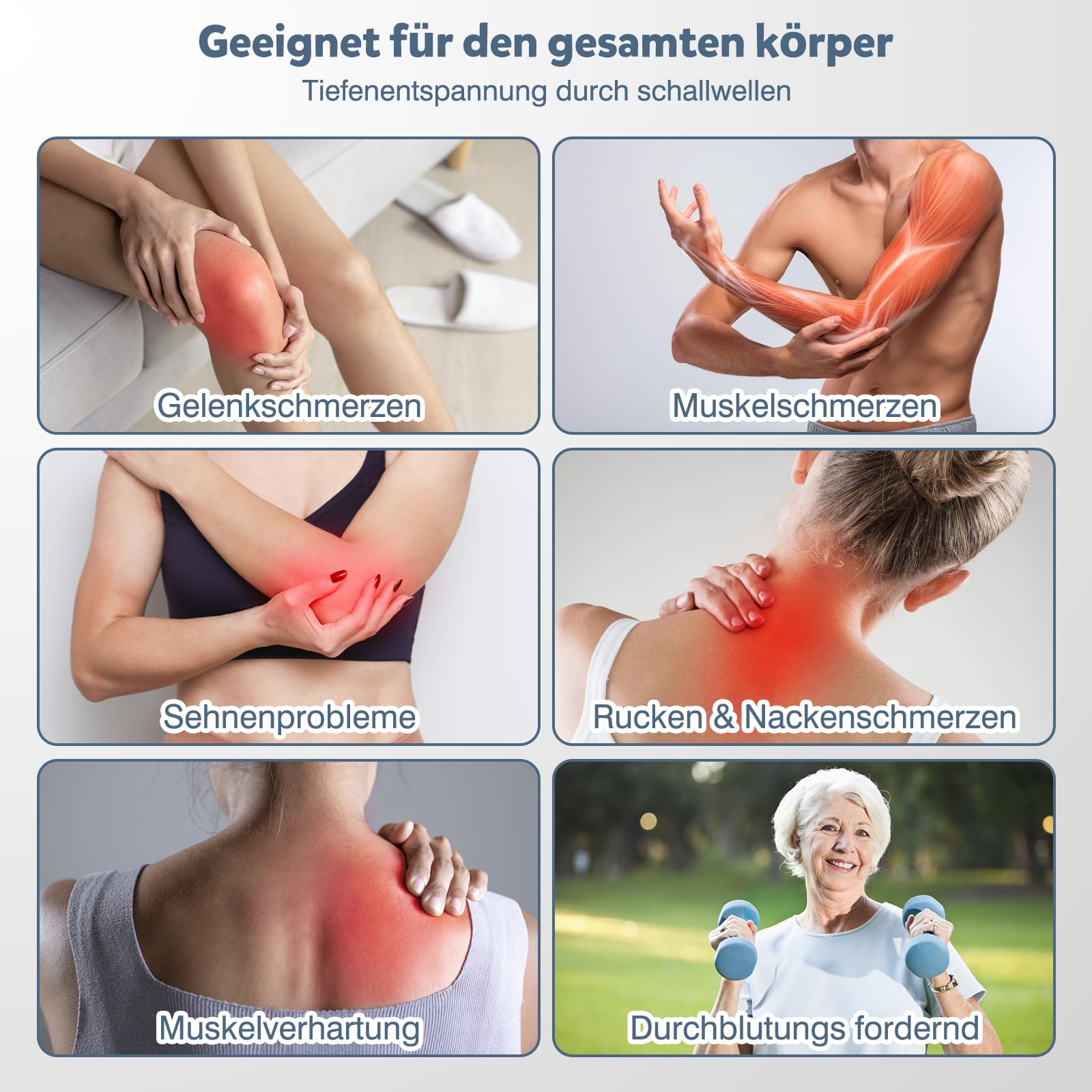 Tragbares Ultraschallgerät für Schmerztherapie & Arthrose - Ultraschall - Massagegerät für Zuhause mit CPU-Steuerung gegen Gelenk, Muskel & Rückenschmerzen (inkl. Adapter & Kopplungsgel)