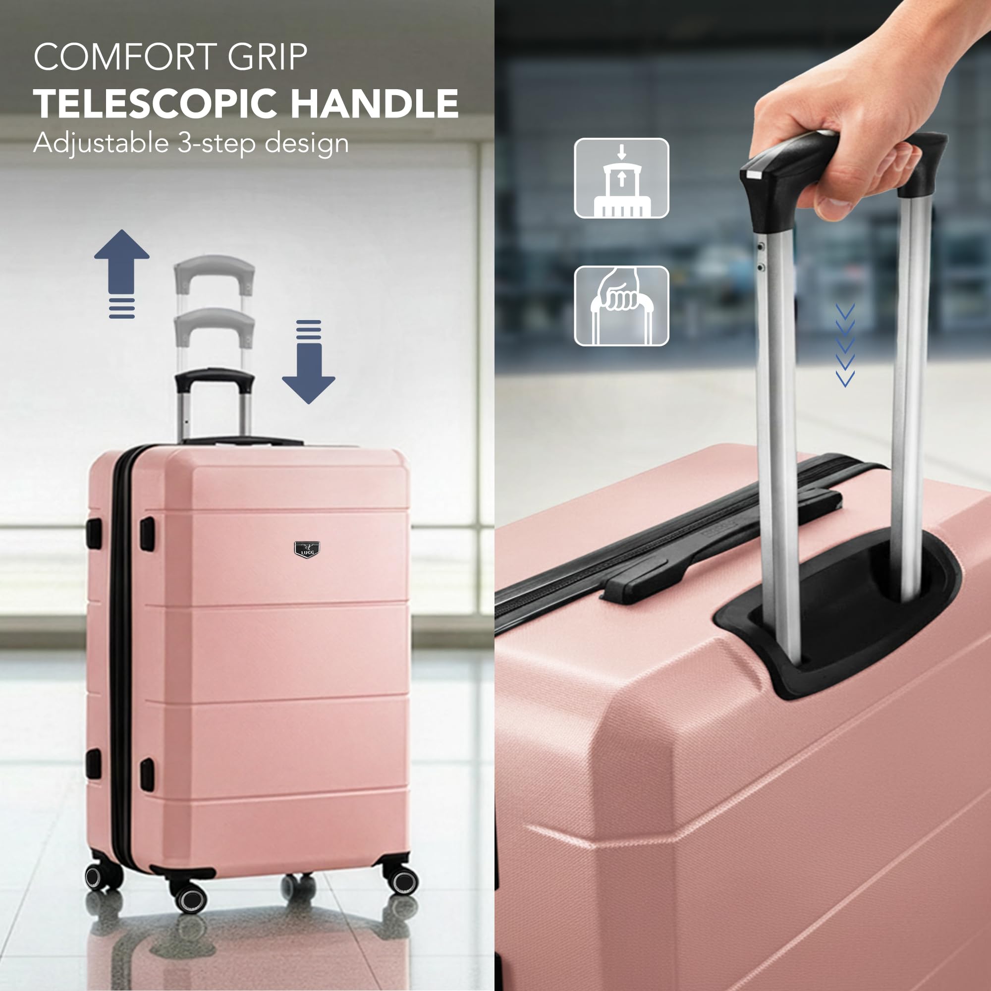 LUGG - Jetset 40cm Suitcase - 40x30x20cm- Ryanair Compatible - Underseat Size - Hard Shell ABS - Spinner & Removable Wheels - Lightweight Travel Luggage- Cream/Brown — view 117
