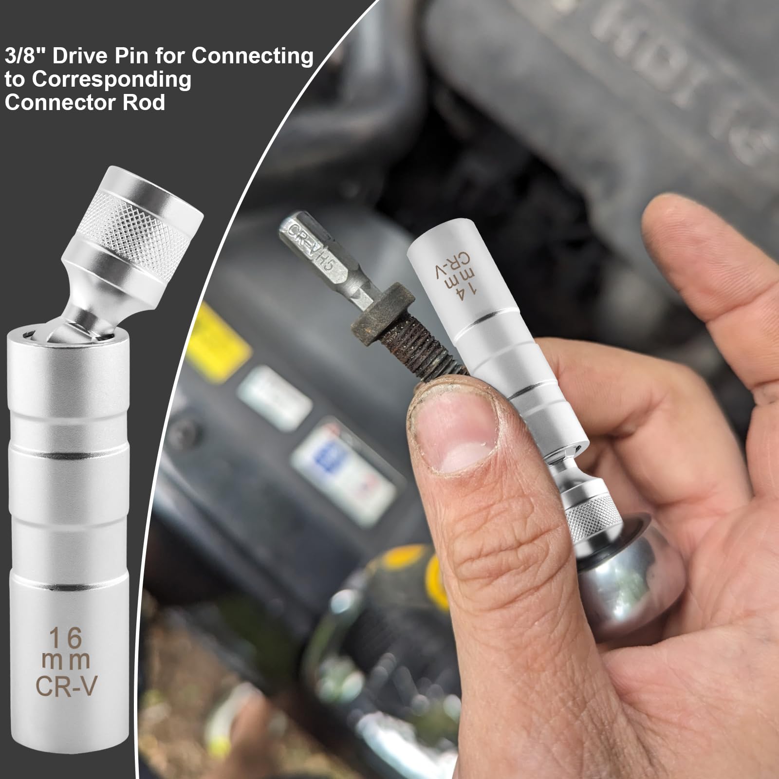 Chiave Per Candele Auto 14mm Magnetica - Attrezzo Rimozione Candele Con Presa Girevole 3/8"