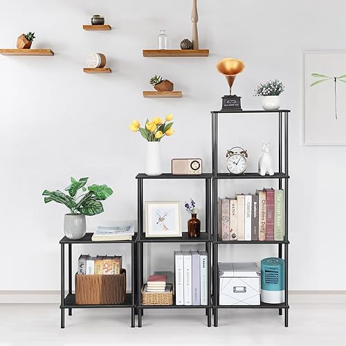 Miniatura 2 de melos Estantería de 2 niveles, estantería clásicamente alta, organizador de almacenamiento, estante moderno para dormitorio, sala de estar y oficina