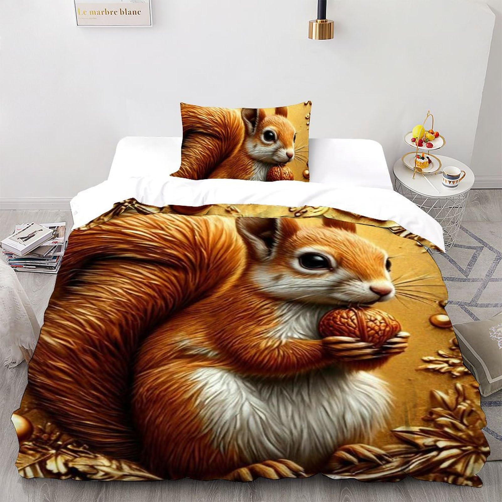 Housse de couette écureuils d'or animaux land pour chambre fille