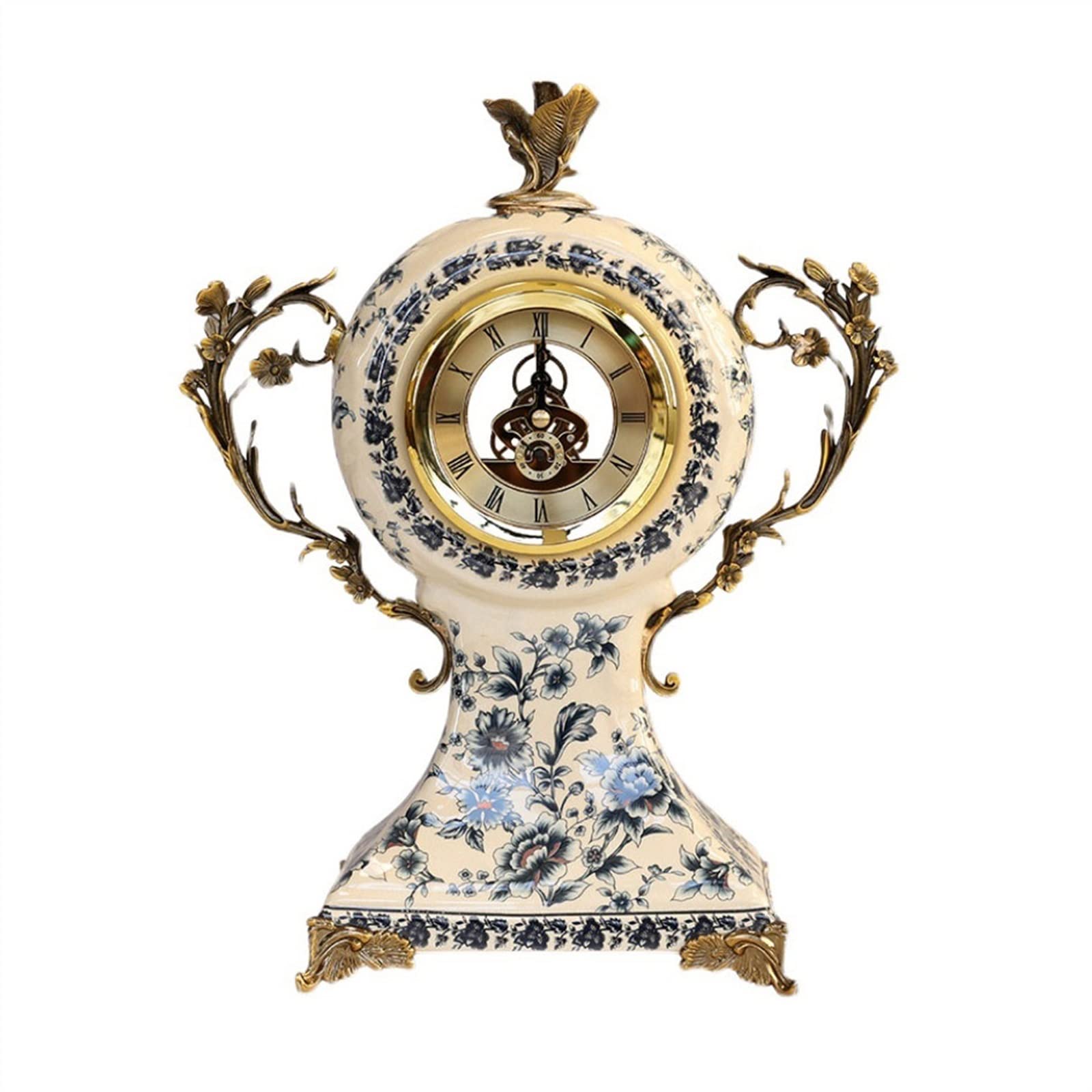 B3F7M4R9J2 Table clock Classical Style Decorative Clock Ceramic Creative Living Room Bedroom Decoration Silent