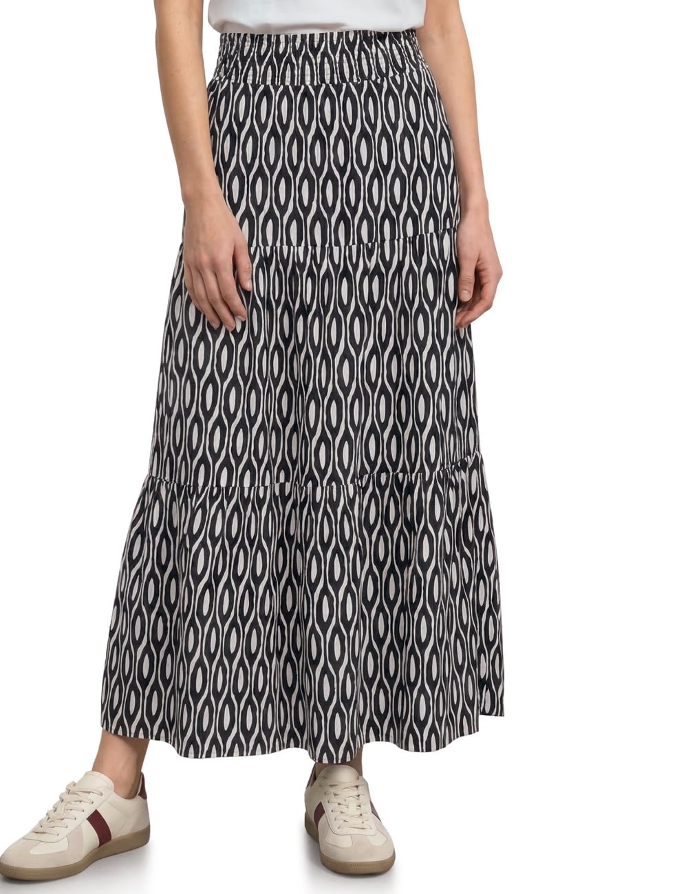 Damen Maxi-Rock mit Volants und Print