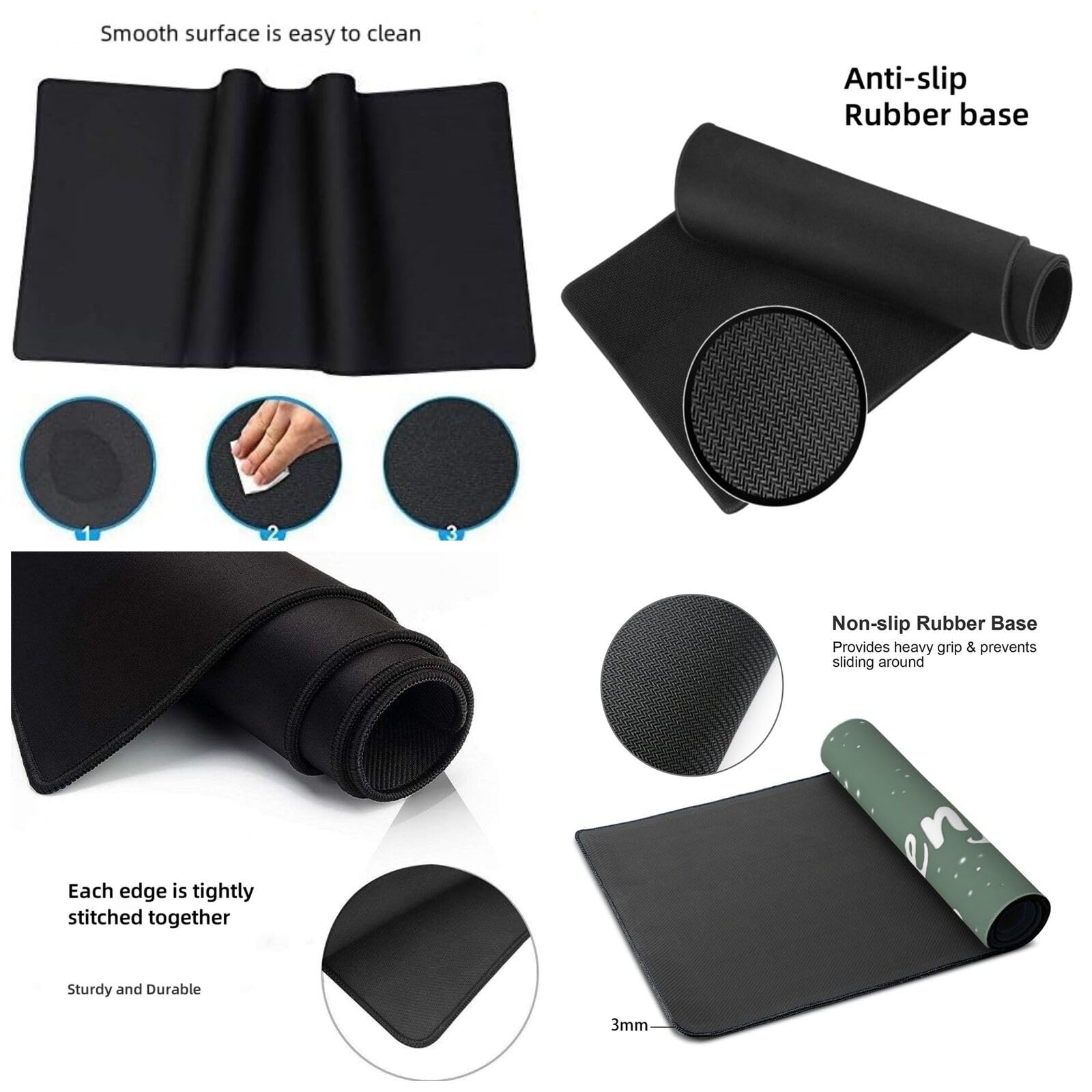 Tapis de Souris XXL 90 x 40 cm, Vert & Fleur Tapis de Bureau G692