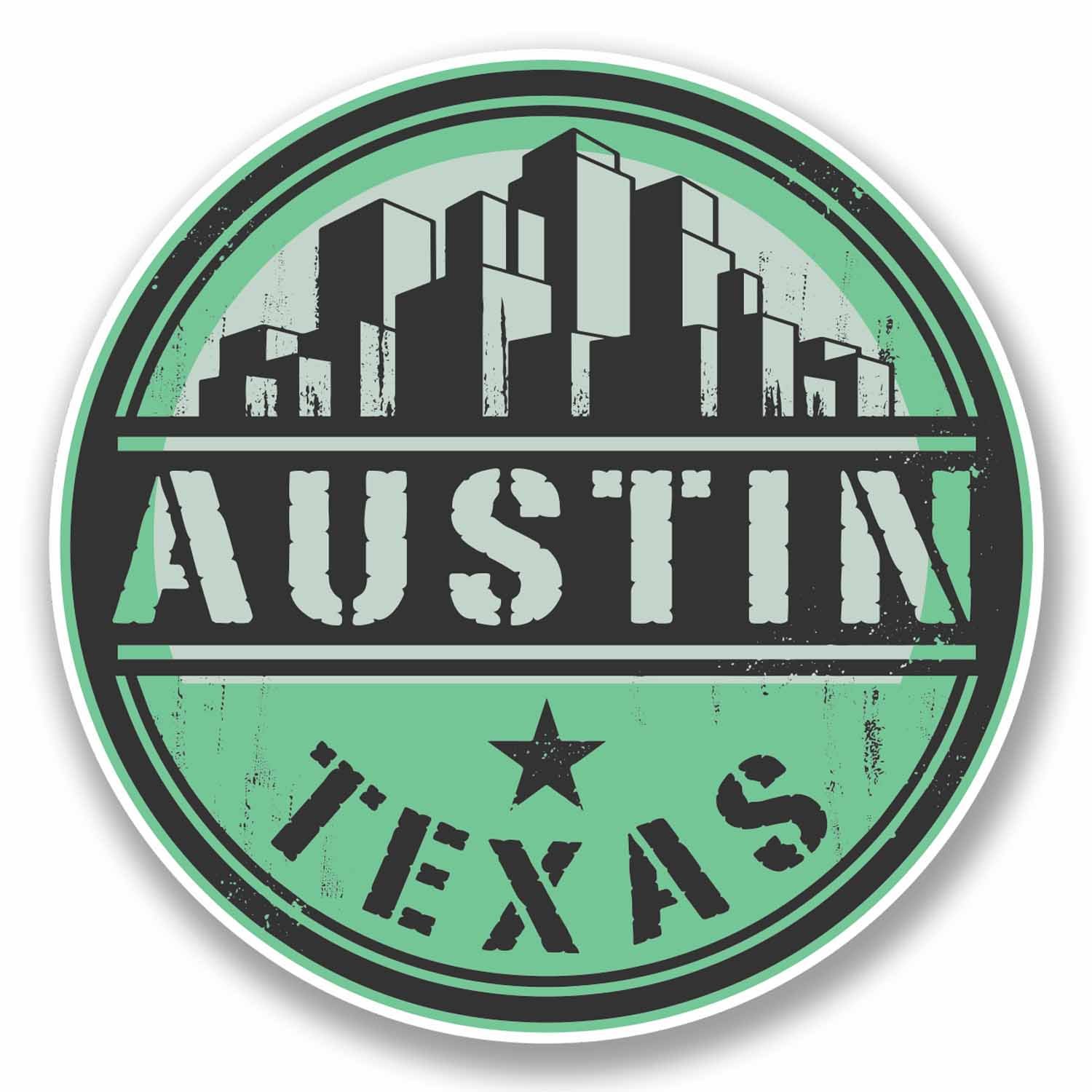 Destinationvinyl Multi 2 X 10Cm Austin Texas Usa Vinyl Sticker - Decal Laptop Car Travel Luggage #9821