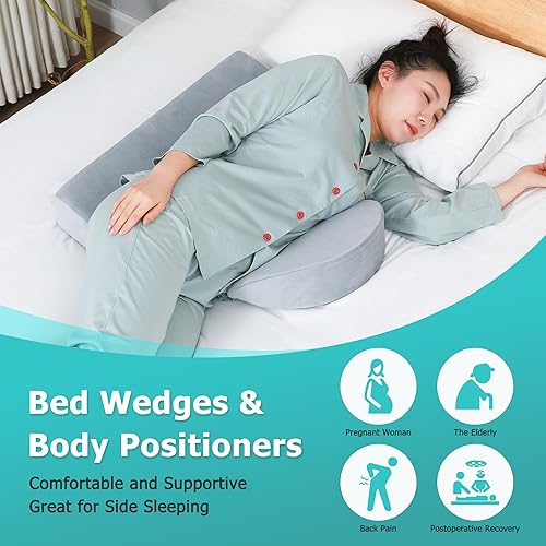 Miniatura 4 de Almohada de cuña para dormir de lado, almohadas de cuña de cama para aliviar el dolor de espalda y poscirugía, almohada de alivio de presión de