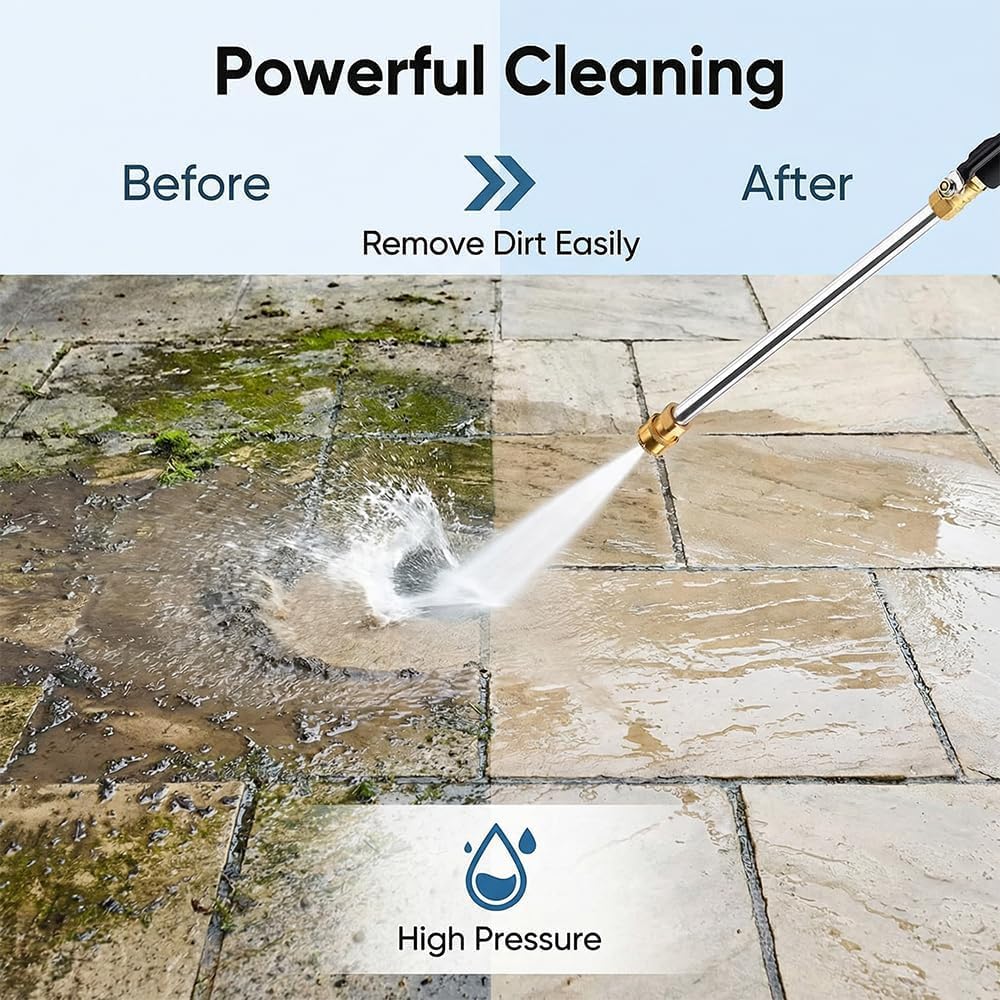 Amazpro Jet Nozzle Power Washer for Garden Hose, 2026 Pressure Washer Wand with 3 Interchangeable Nozzles, Pressure Washer Nozzle for Car Washing Patio Garden Outdoor Cleaning
