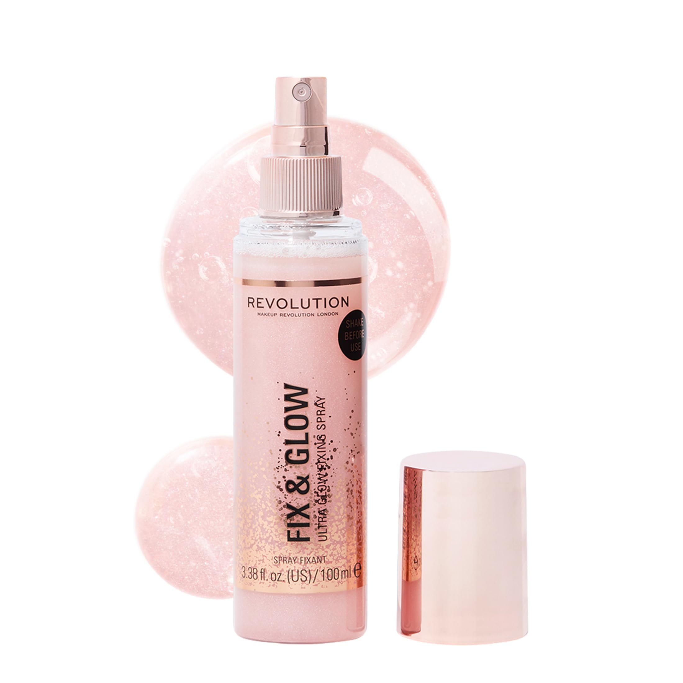 Makeup Revolution Fix & Glow Fixing Spray, Illuminating & Hydrating, Vegan & Cruelty-Free, 3.38 Fl Oz