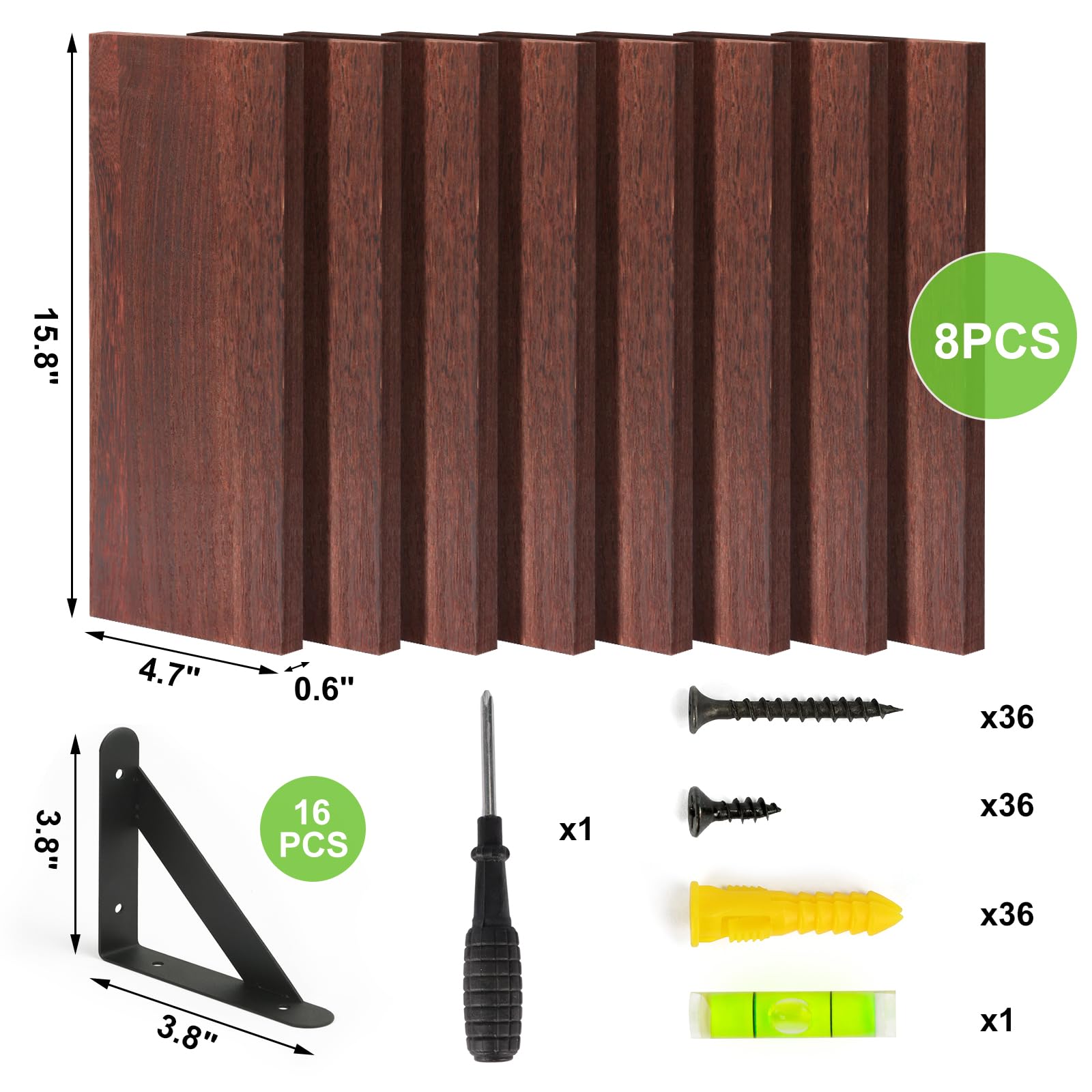 Fixwal Floating Shelves, Width 4.7in Rustic Wood Wall Shelves Set of 8, Wall Storage Shelves for Bedroom, Living Room, Kitchen, Bathroom, Office and Plants (Walnut Brown)