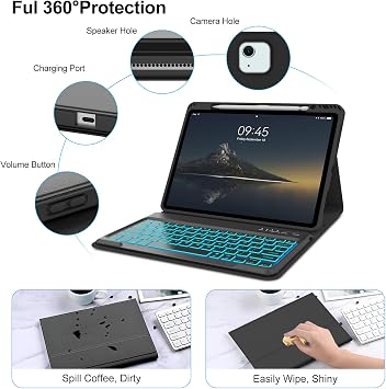 IVEOPPE Keyboard Case for iPad Air 13-inch (M4/M3/M2) & iPad Pro 12.9-inch | 7-Color Backlit, Detachable Wireless Bluetooth Wireless, Pencil Holder, Slim PU Stain, Resistant Protective, Auto Sleep/Wake
