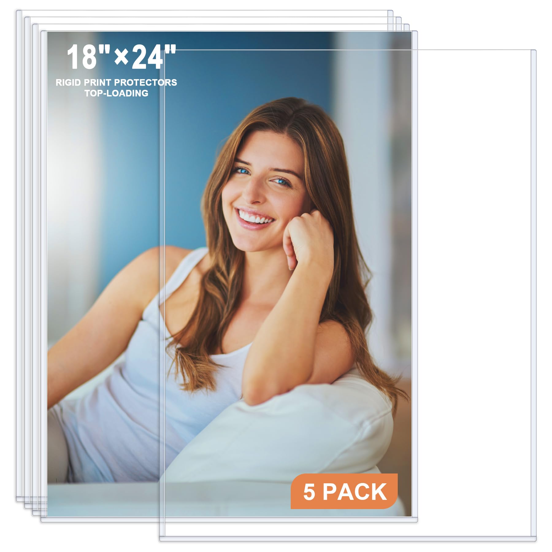 Ndsox 5 Pack 18" x 24" Rigid Print Protectors Clear Hard Plastic Sheet Protectors Poster Sleeves Top-Loading Rigid Newspaper Magazine Page Holders for Photos, Presentations, Art Painting, Sheet Music