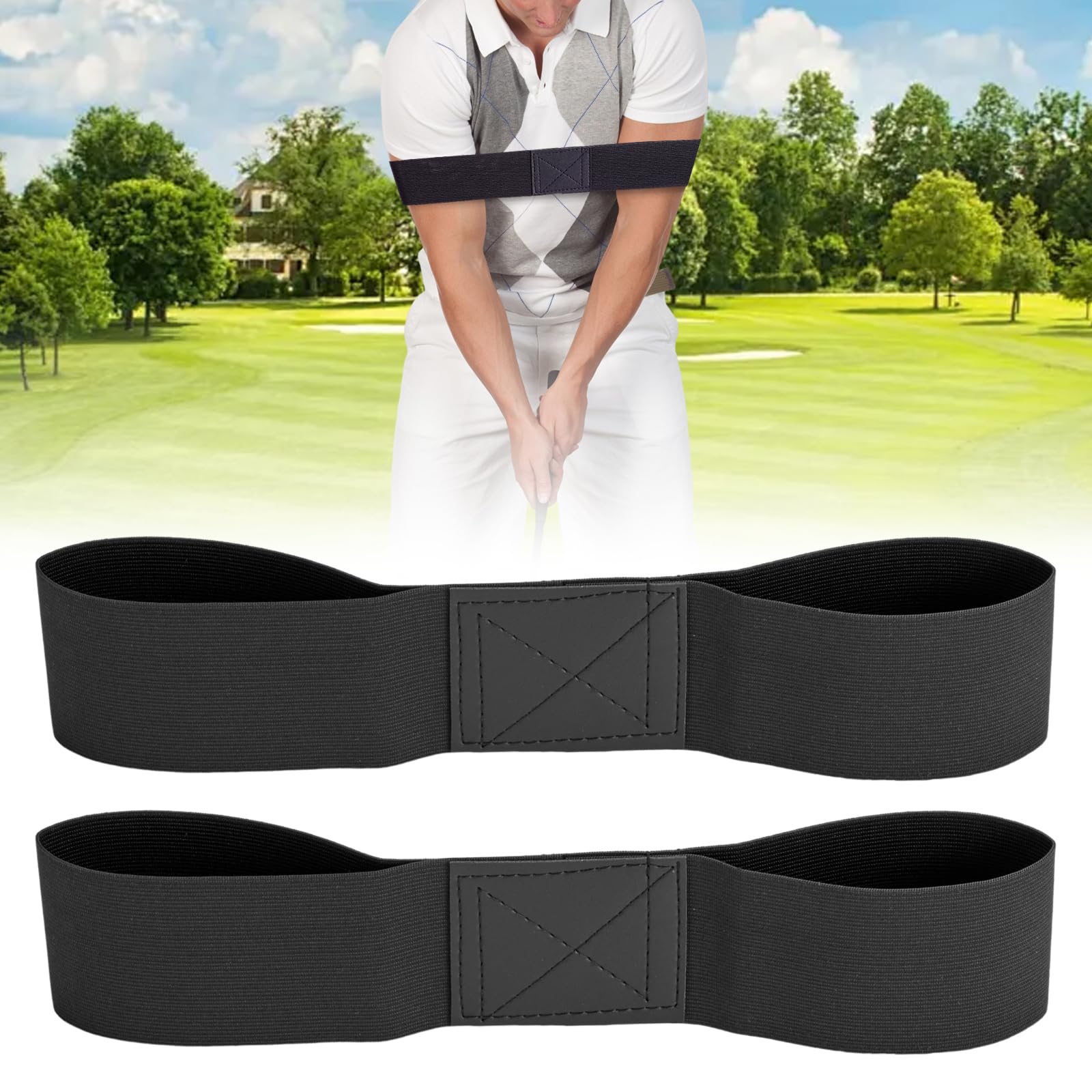 2Pcs Golf Swing Trainer Aid Swing Correcting Arm Band, Golf Swing Training Aid, Black