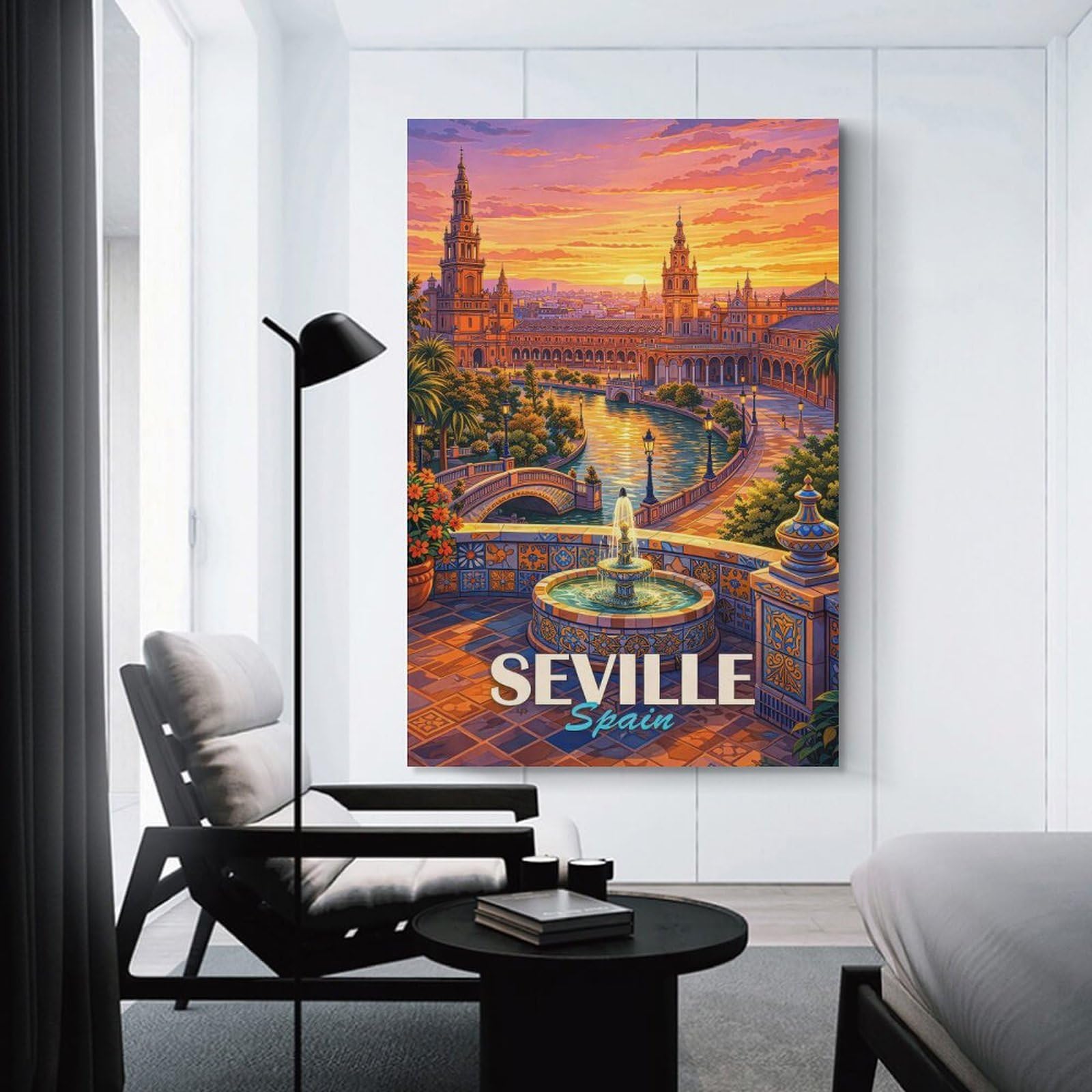 Junmoney Seville Spain Travel Room Decor Wall Art, 20x30inch(50x75cm), for Office, Study Or Home Workspace, A Smart Decor Choice for Study Walls