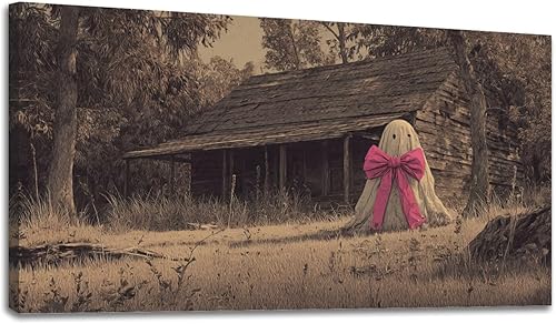Vista 28 de 30"x 60" Canvas Wall Art Moody Ghost Autumn Vintage Halloween Spooky Fall Ghosts Framed Pictures Painting Prints Large Wall Art for Living Room