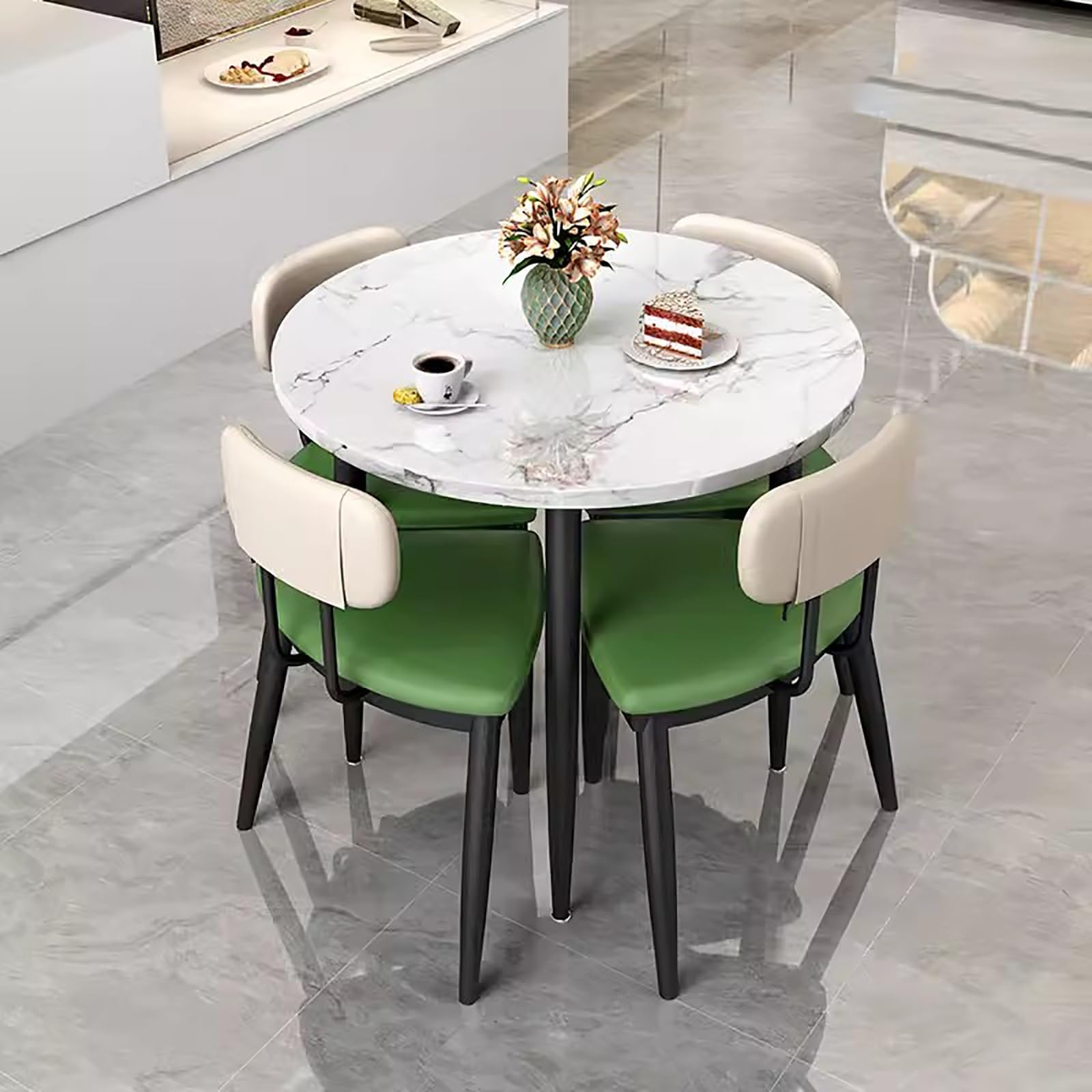 Round Table with Chairs,Round Dining Table and Chair Set, Business Dining  Table,Retro Style,with Chairs, Simple Wooden Design,Perfect for Balcony