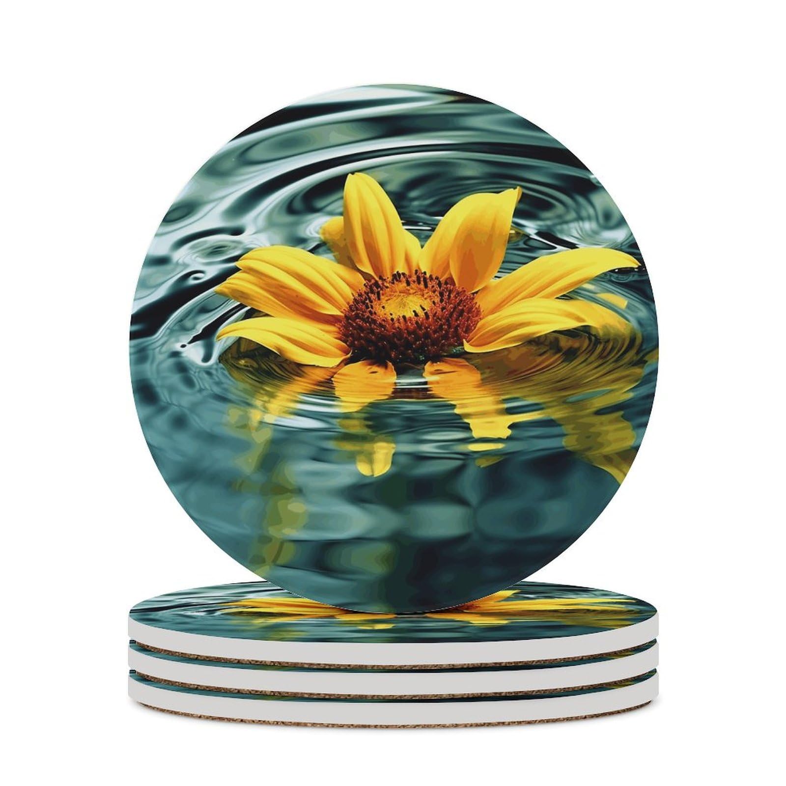 Dessous de verre rond tournesol pour cuisine et salon moderne