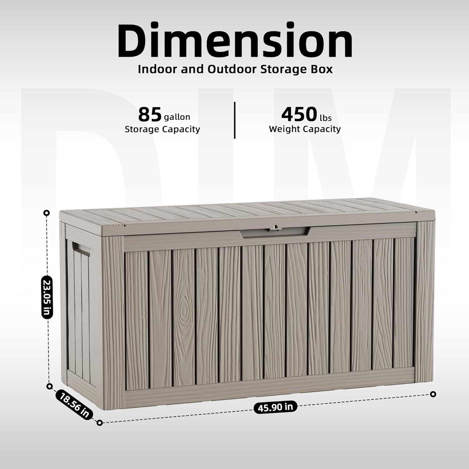 Vixzen 85 Gallon Deck Boxes Outdoor Waterproof, Lockable Resin Storage Box with lid for Furniture Cushions, Weatherproof Containers Outside Storage Boxes for Garden Patio Pool Tools (Grey, 85 Gallon)
