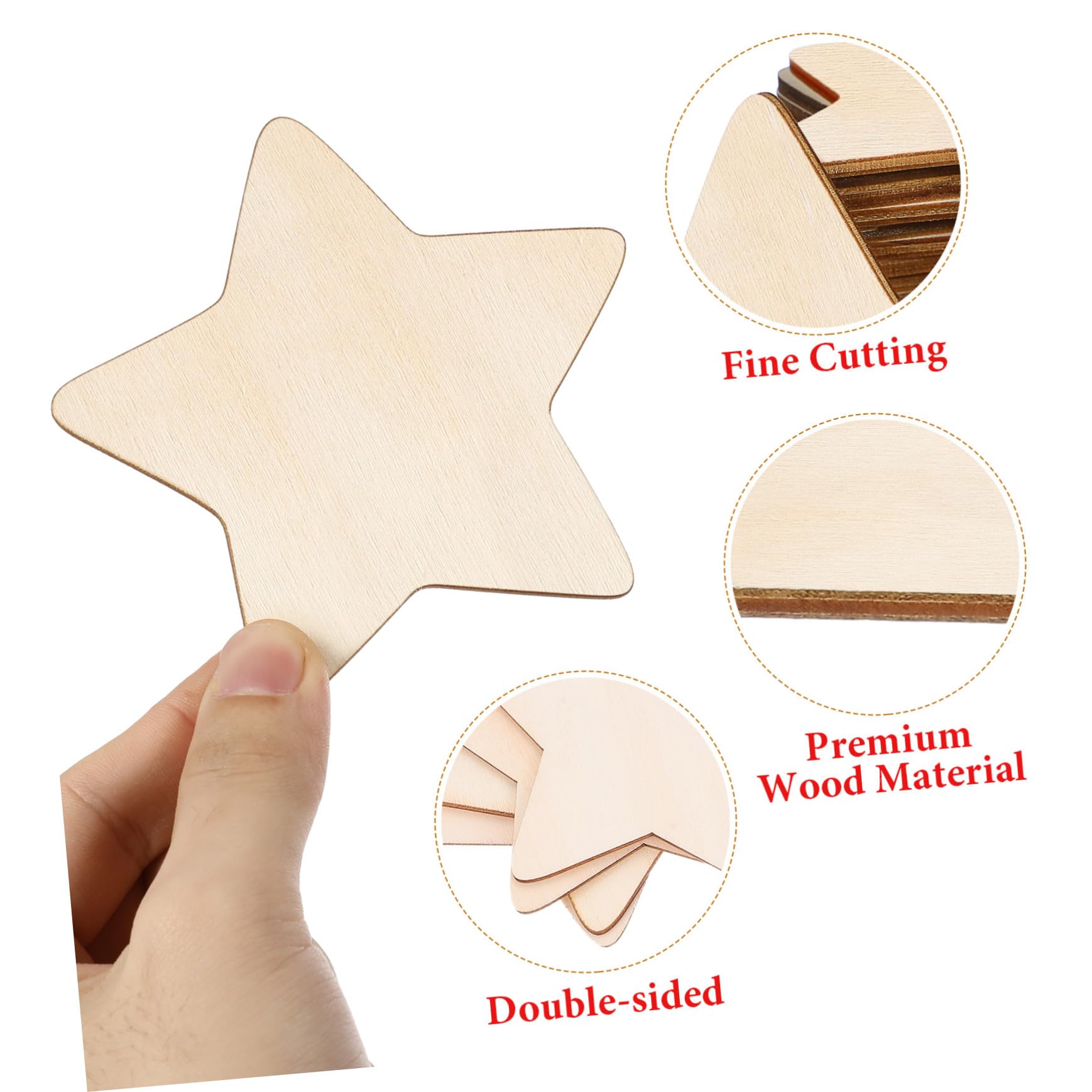 50pezzi Stelle di Legno Personalizzate Fette di Legno Forma Stella Trucioli per Artigianato Fai da Te per Ragazzo Ragazza Ragazza Graffiti Accessorio Naturale Dipingi Creazioni