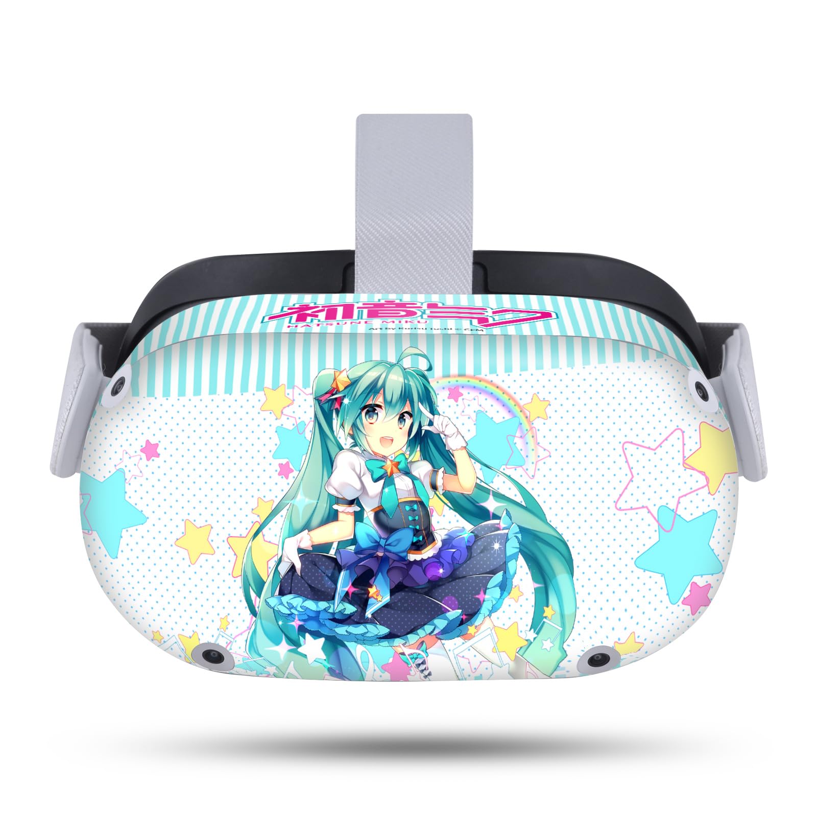 Head Case Designs Officially Licensed Hatsune Miku Stars and Rainbow Graphics Vinyl Sticker Skin Decal Cover Compatible with Meta Quest 2