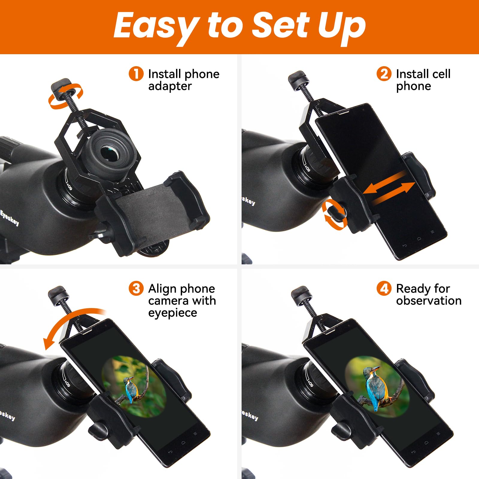 Snapklik.com : Eyeskey Universal Phone Adapter Mount Ultra-Lightweight ...