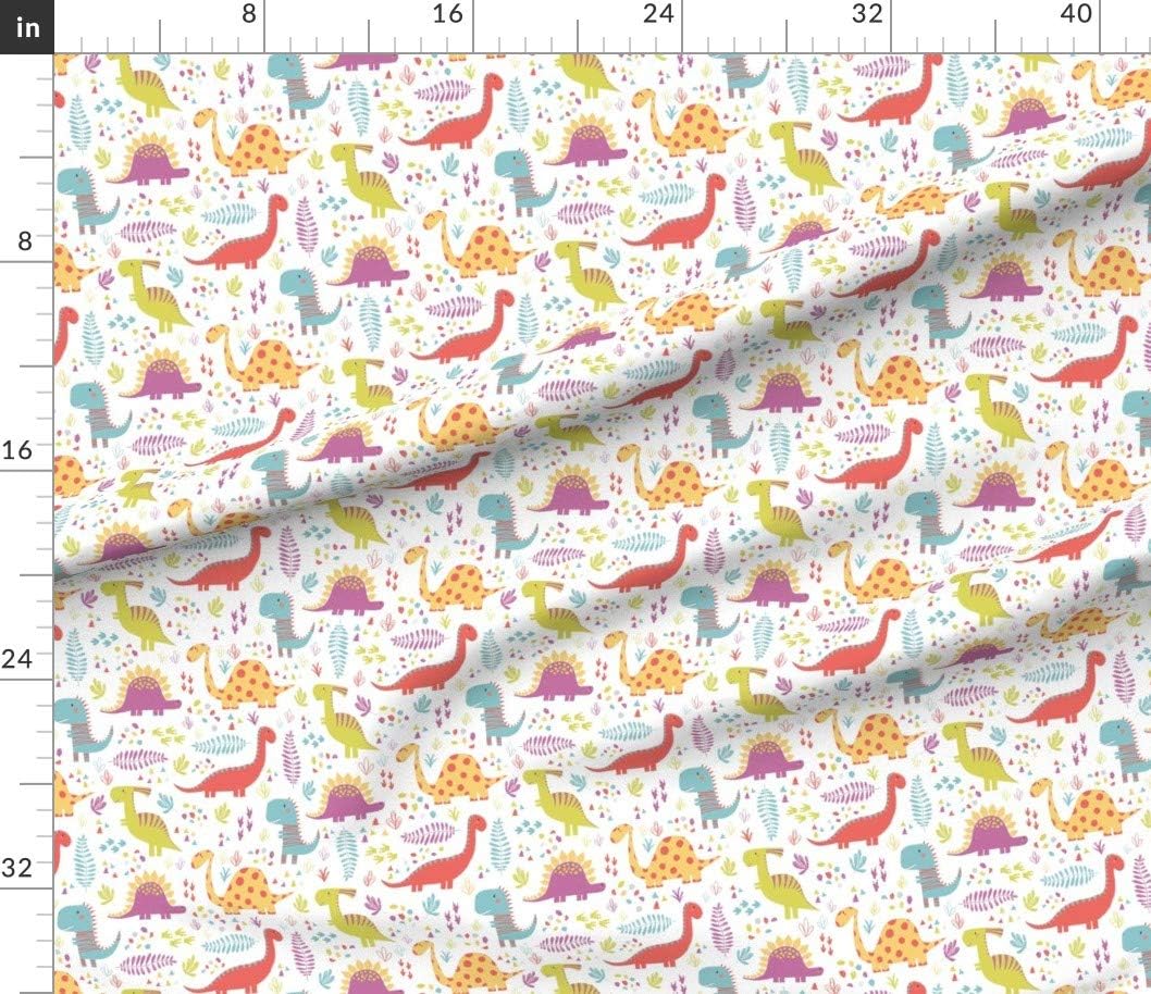 Spoonflower Fabric - Princess Girl Animals Kids Dinosaurs Tyrannosaurus Stegosaurus Printed on Petal Signature Cotton Fabric by The Yard - Sewing Quilting Apparel Crafts Decor