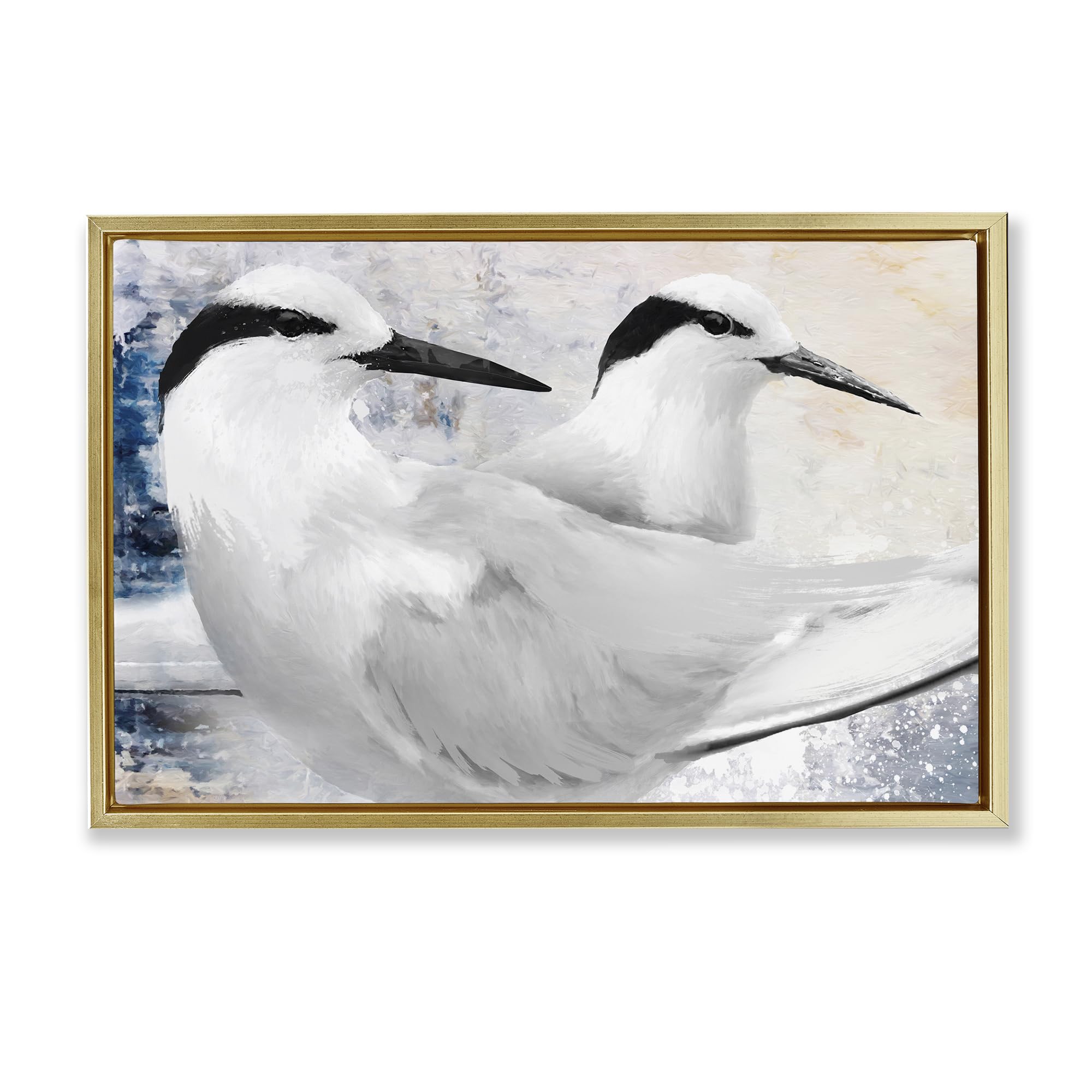 Stupell Industries 'Black Naped Tern', Floating Frame Canvas Art, Gold, 31 x 21 Inches, Easy to Hang and Sturdy, Made in USA, by Porter Hastings