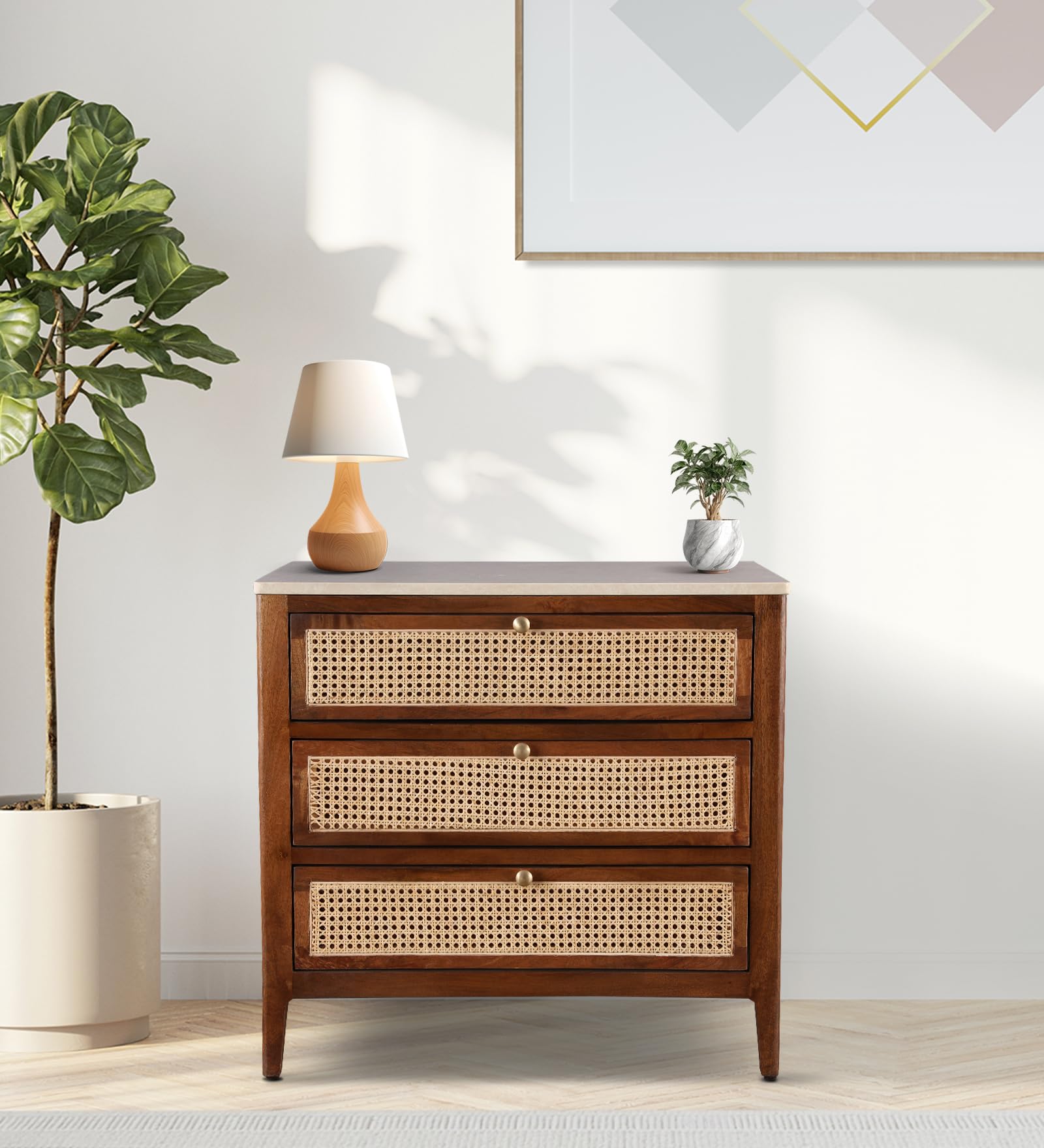 HomeTown Siam Acacia Wood Chest of Drawer in Honey Colour-image-3