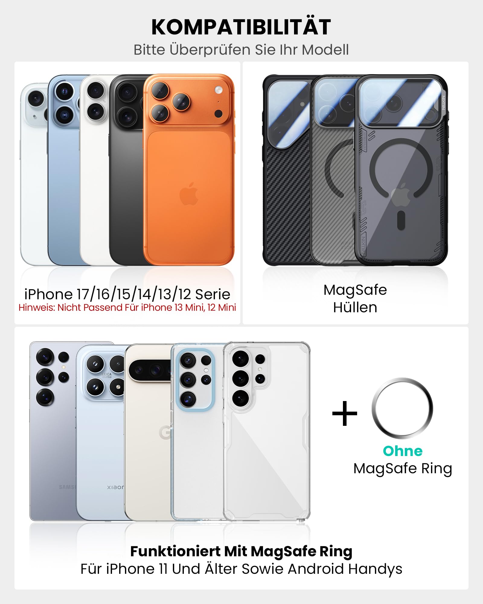 Nillkin Handy Kartenhalter für MagSafe Wallet - Ultra Leichter Kohlefaser Verstellbar Ständer, Karten Halter mit 3 Kartenfächer, Magnetischer Wallet Halter für iPhone 17