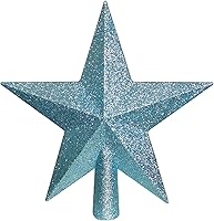 Vista 22 de YYCRAFT Adorno de Estrella con Purpurina para la Punta del Árbol Decoración Navideña - 6 Pulgadas, Rojo