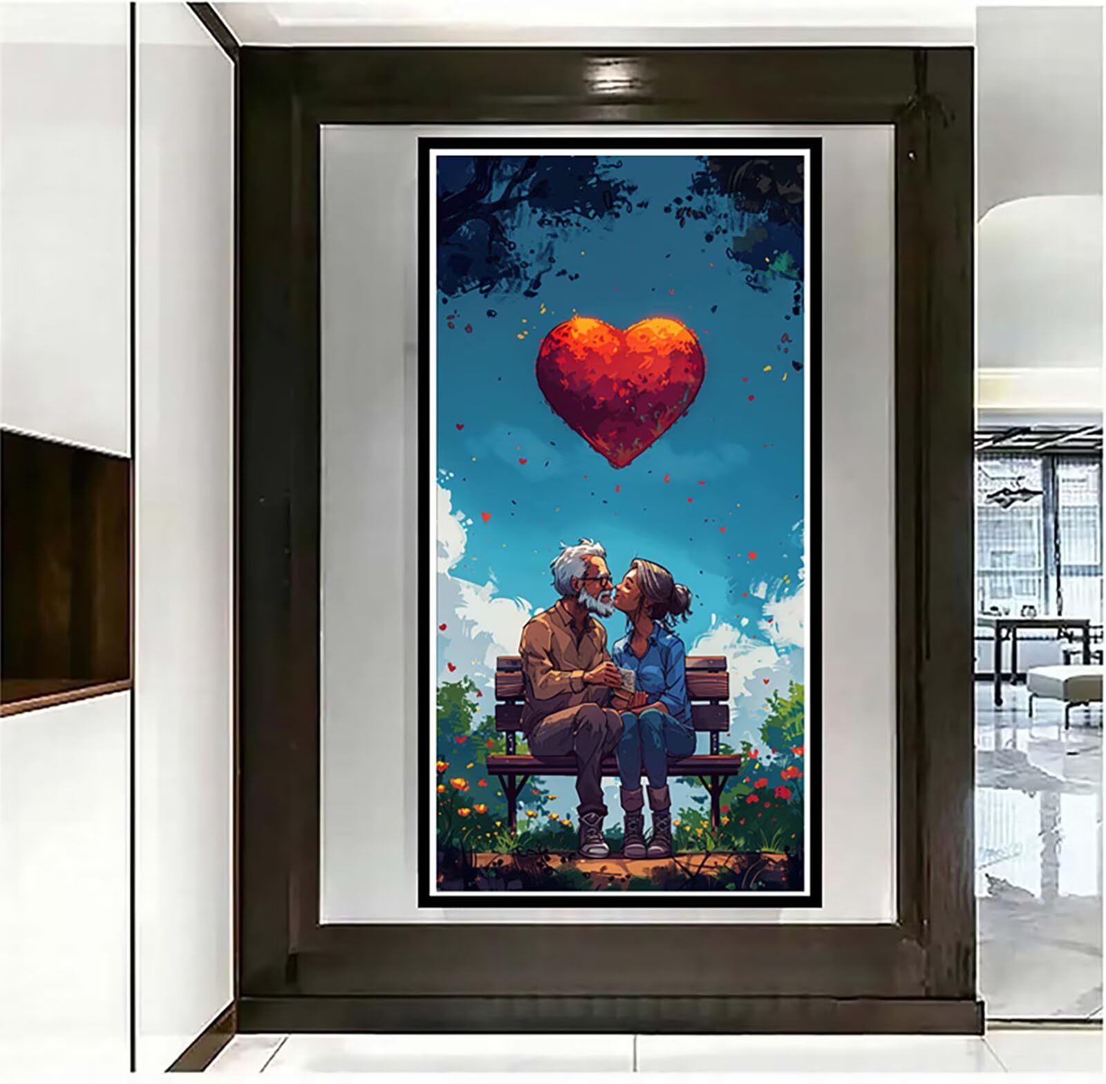 Dipingere con i Numeri Adulti Coppia, Dipingere con i Numeri Cuore, Fai da te Paint by Numbers per Principianti, Hobby Creativi Adulti, Painting by Numbers per Decorazioni Casa Regalo 80x160cm 4-9765