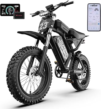 HiKeep Electric Dirt Bike for Adults, 20 x 4.0 Inch Tires