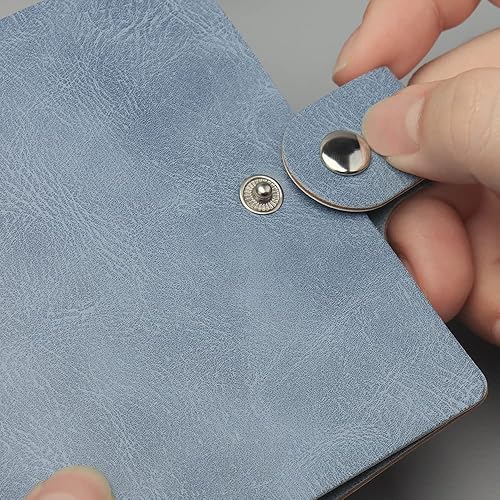 Miniatura 4 de Mini carpeta azul tamaño mini carpeta de poliuretano mini 3 anillos cubierta de carpeta de anillo redondo de hojas sueltas con cierre de botón a