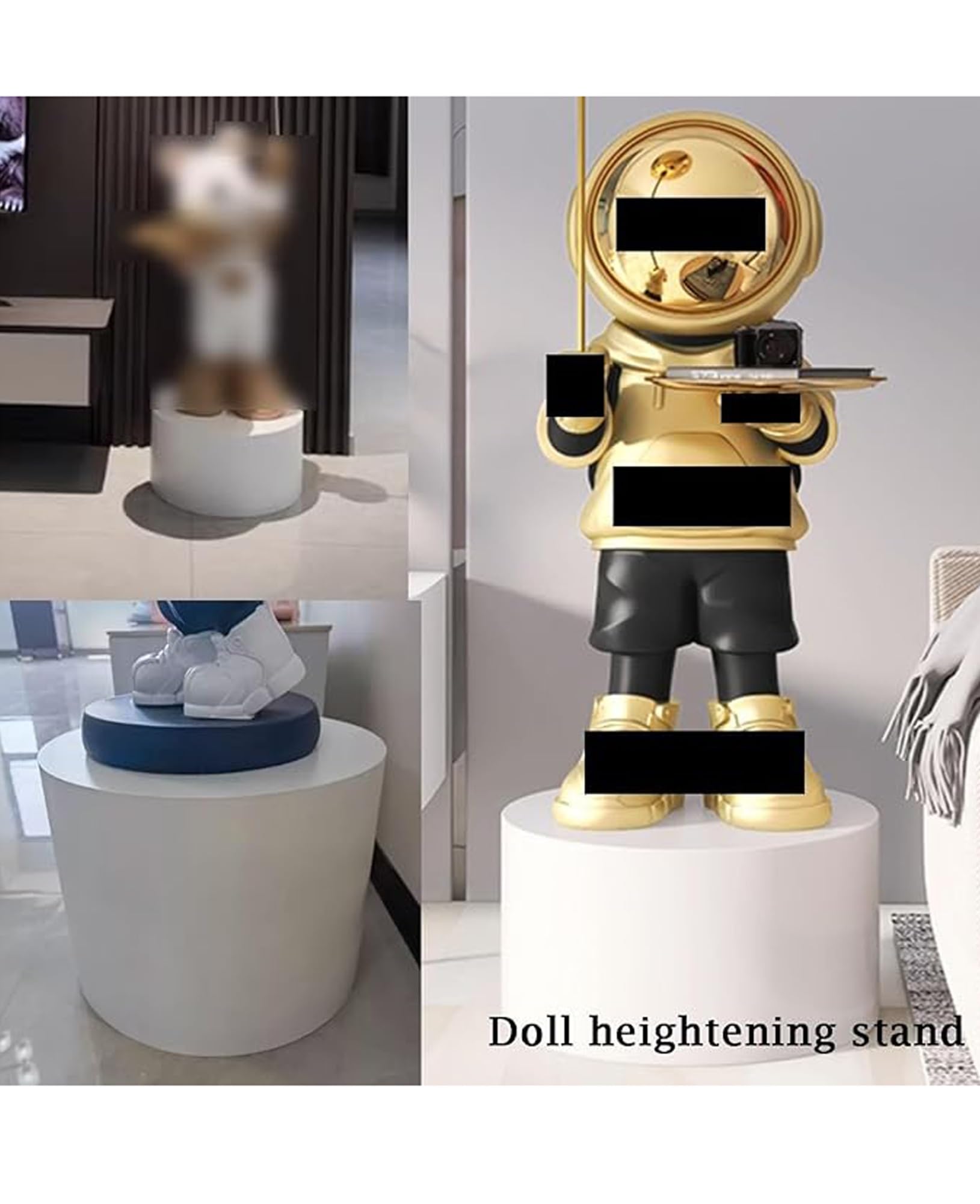 Wooden Cylindrical Table Round Base Display Base Pillar, Birthday Party Display Base, Multiple, Black, Milk Color(Black,31x12in)