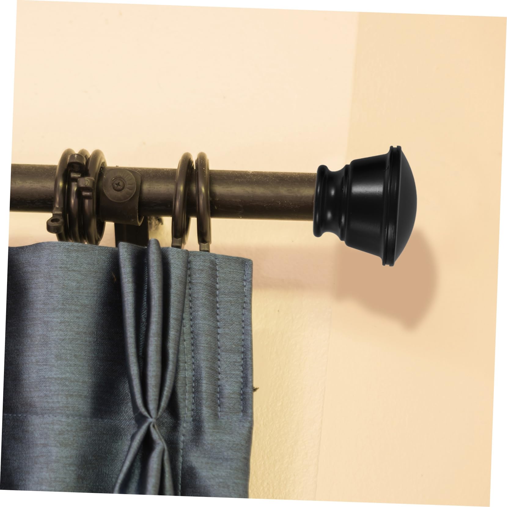 5 Ensembles Prise De Tringle À Rideau Rideaux Pendaison Canne À Pêche Embouts De Traitement De Fenêtre Embout De Tige Décoratif Plastique Abs Black 2 Pièces * 5