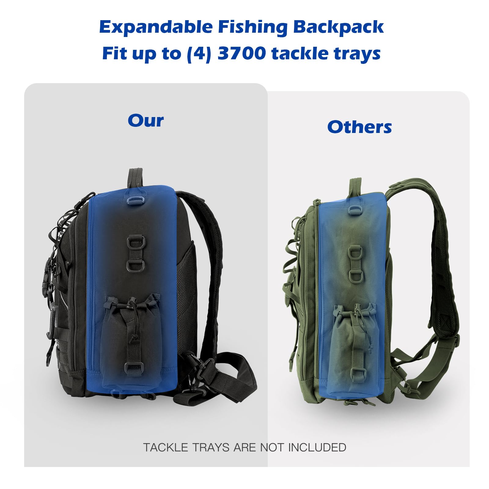 Jueachy ueachy Fishing Tackle Backpack: Water-Resistant Fishing Backpack with Rod Holder Shoulder Storage Bags - Image 2