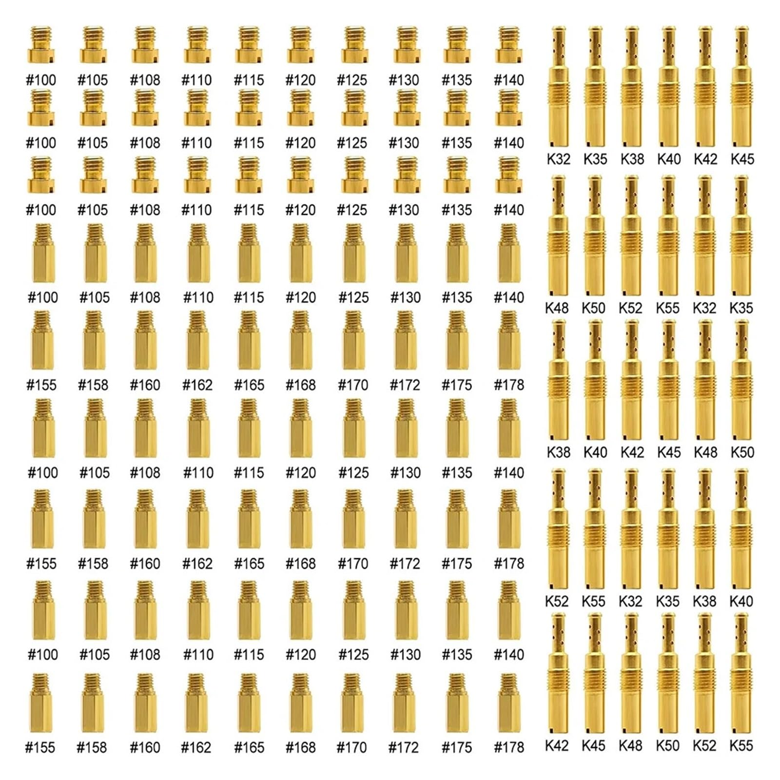 Zestaw dyszy głównej gaźnika 40 i 120 szt. Zawiera 90 szt. Dyszy i 30 powolnych pilotów Gaźnik zamienny(120PCS)