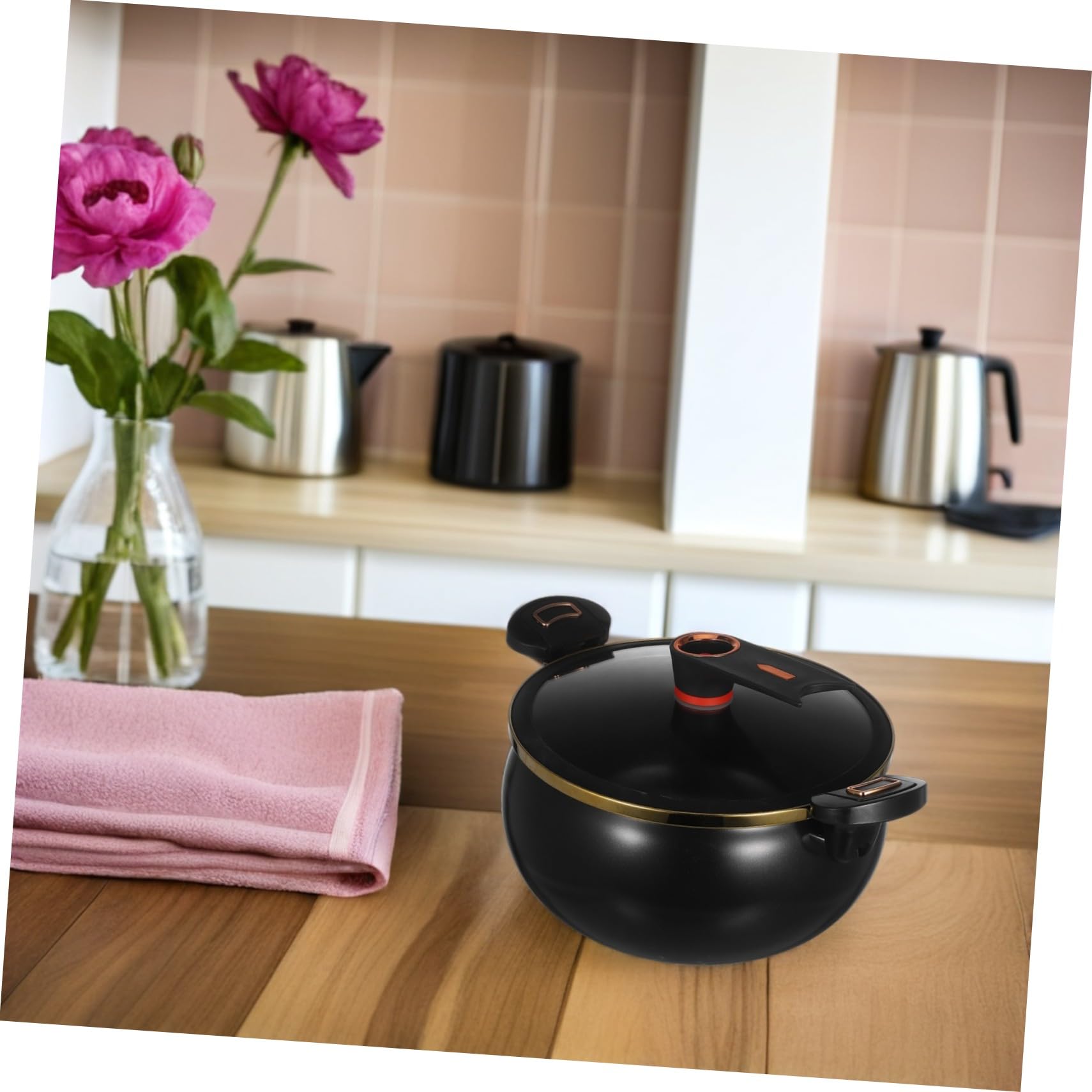 MAGICLULU Marmite à Soupe en Céramique 8L avec Couvercle, Casserole Cuisine Grosse Capacité pour Pâtes, Cuisson Lente Domestique