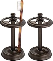 Vista 10 de iDesign - Soporte para cepillo de dientes dividido de acero, The York Collection - Cuatro compartimentos divididos, 3.25 x 3.25 x 5.75 pulgadas