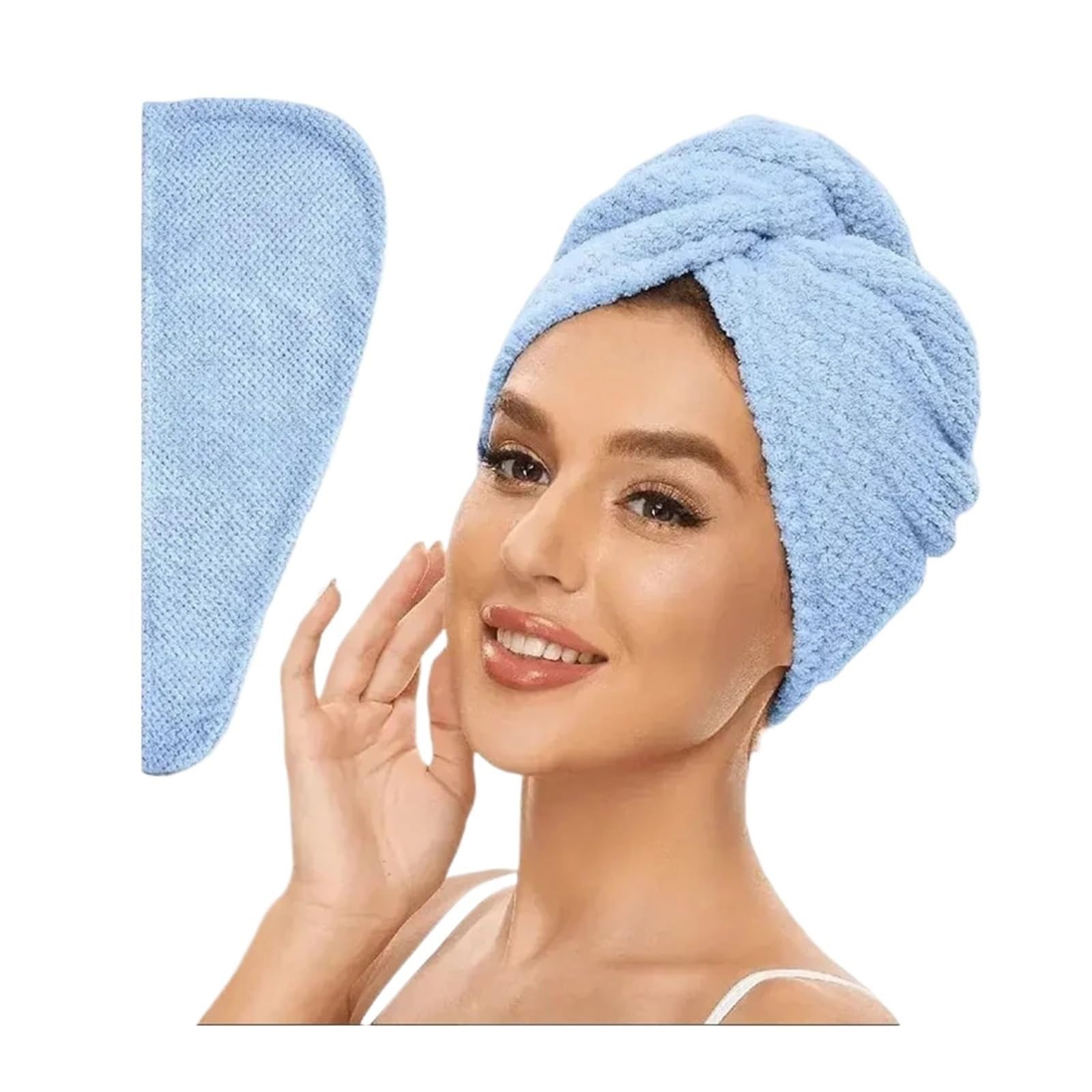Toallas Para Secar El Pelo Toalla for el cabello ultrasuave de microfibra, envoltura súper absorbente de secado rápido for cabello suave o rizado, toallas de baño, 4 Uds. Toalla Microfibra Pelo(Blue)