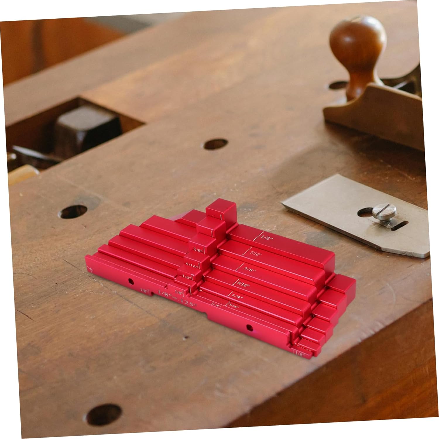 7pcs Aluminum Bar Stock Woodworking Setup Blocks Red Gauge Block for Router Table High Precision Measuring Tools