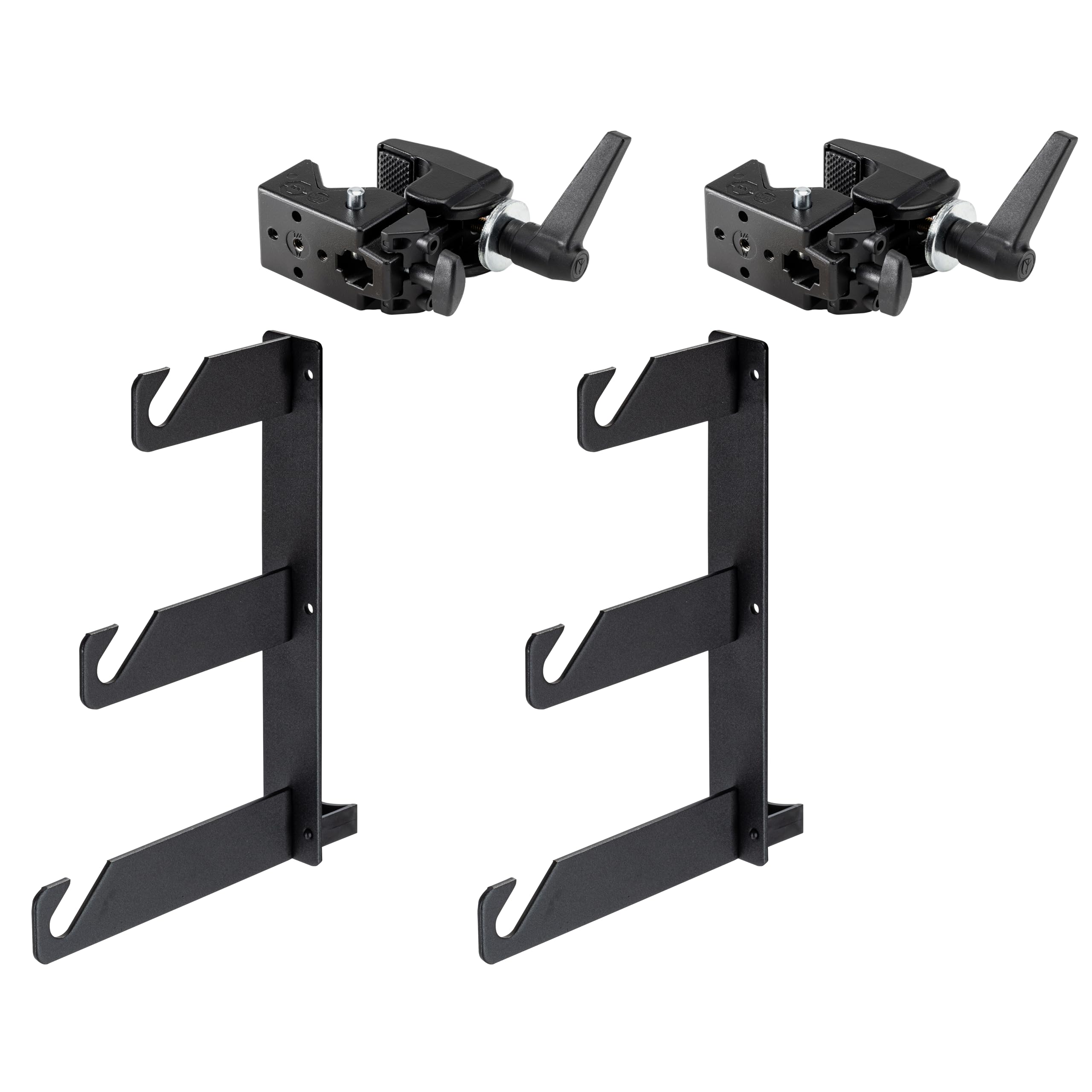 Manfrotto 044 Pack de 2 Crochets Triples avec Clamps Noir