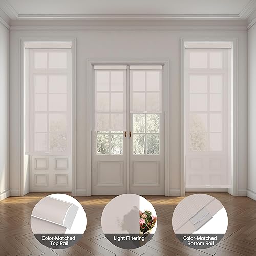 Miniatura 5 de BERISSA - Persianas enrollables solares con filtro de luz, sin cordón, con cenefa de casete a juego, para oscurecer la habitación, para oficina en