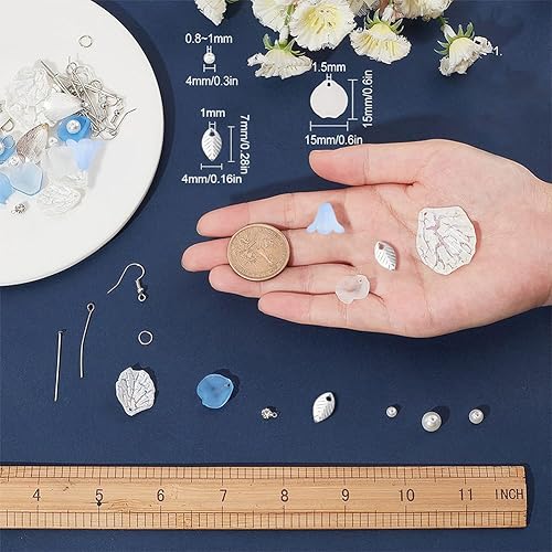 Miniatura 52 de SUNNYCLUE 1 caja de 10 pares de dijes acrílicos de flores florales 3D, kit de fabricación de aretes de lirio de cala para hacer joyas, iniciadores