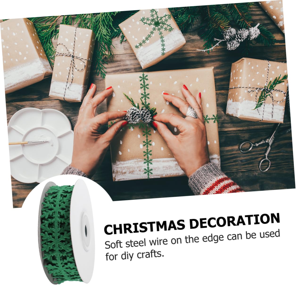 Holibanna 4 Rollos Cinta de Regalo Navideña de Cinta Decorativa Gruesa y Duradera para Manualidades Envoltura Bodas y Fiestas