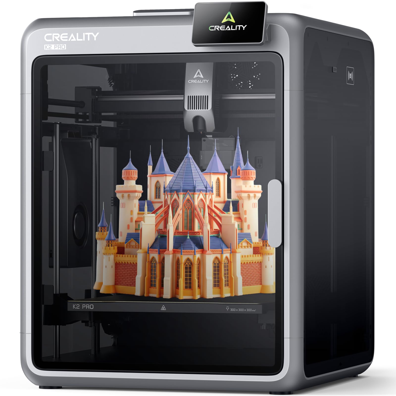 Creality K2 Pro (A) 3D Printer, Support Multi Color 3D Printing Needs CFS, 600mm/s High-Speed Printing, Smart Auto Leveling, Active Chamber Heating, Dual AI Cameras, Large Build Volume 300×300×300 mm